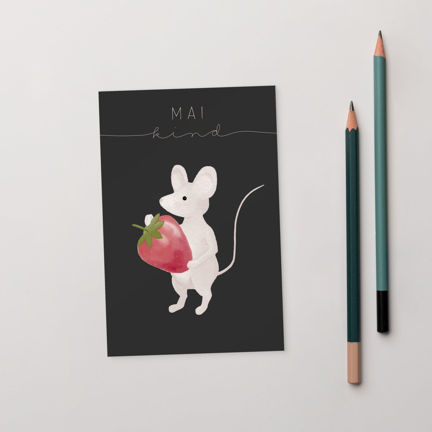 Postkarte kleine Maus "Mai Kind"