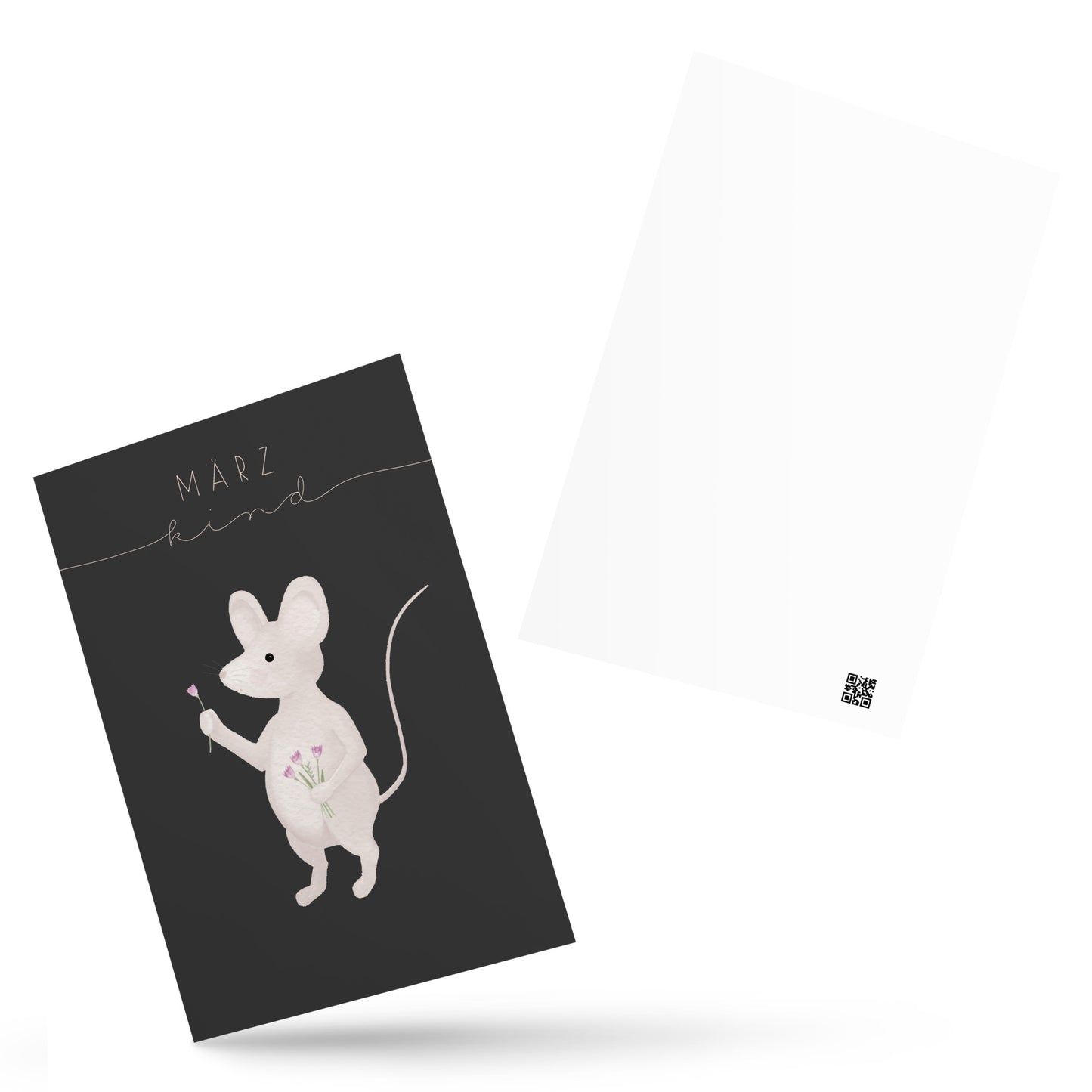 Postkarte kleine Maus "März Kind"