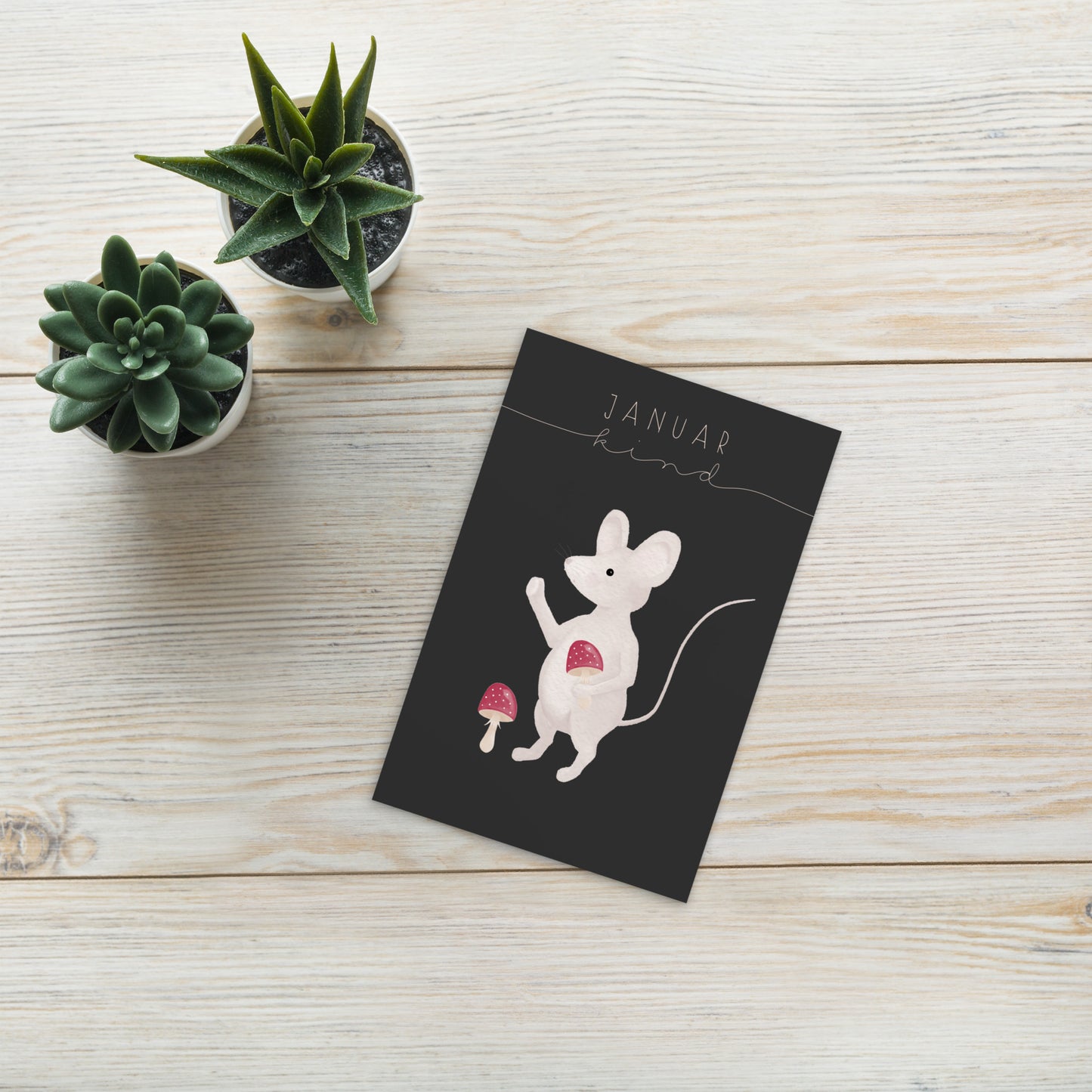 Postkarte kleine Maus "Januar Kind"