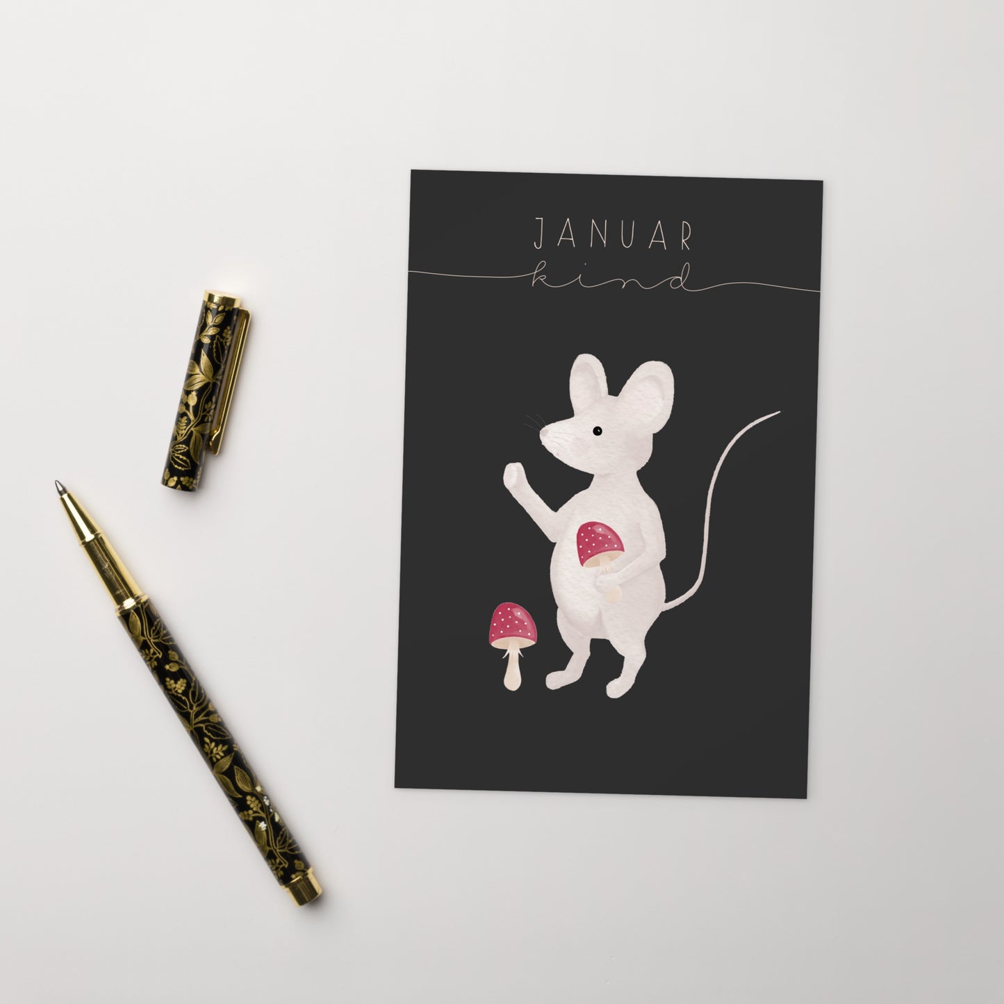 Postkarte kleine Maus "Januar Kind"