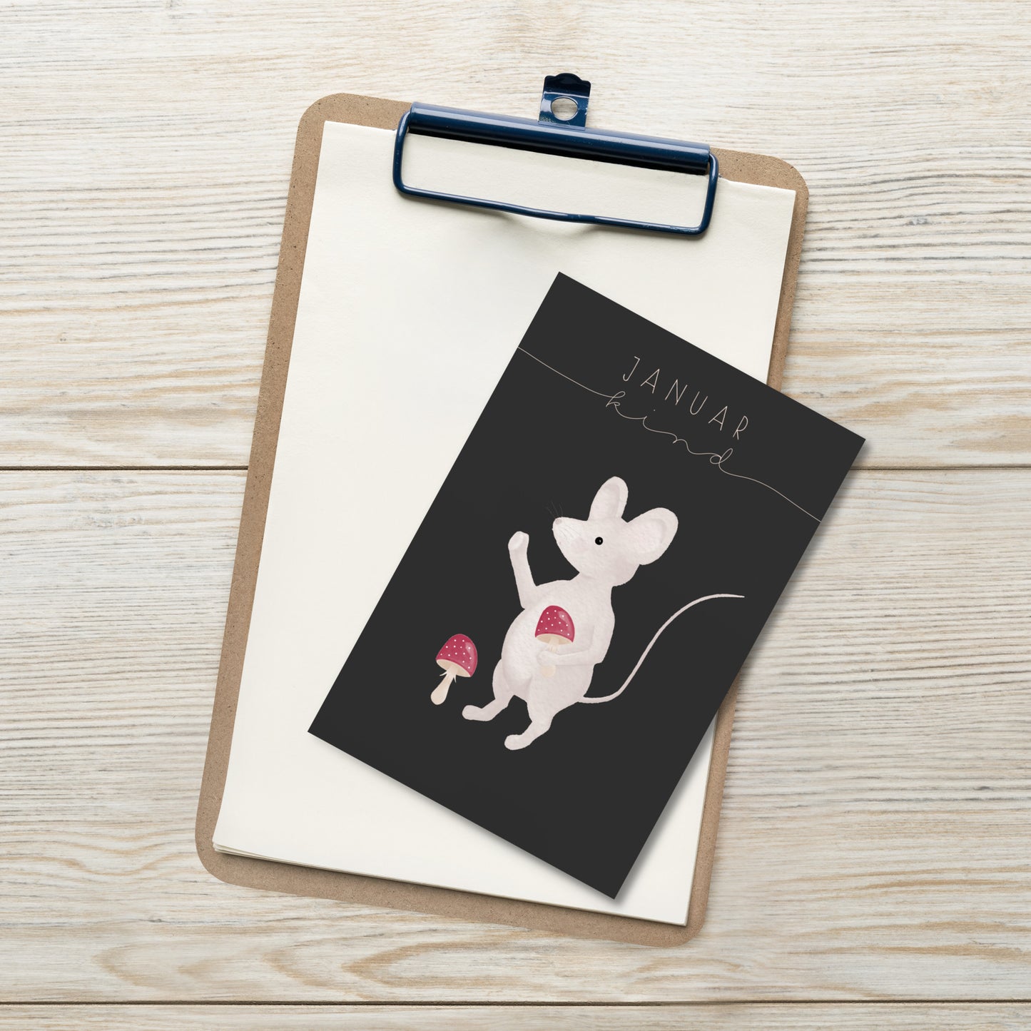 Postkarte kleine Maus "Januar Kind"