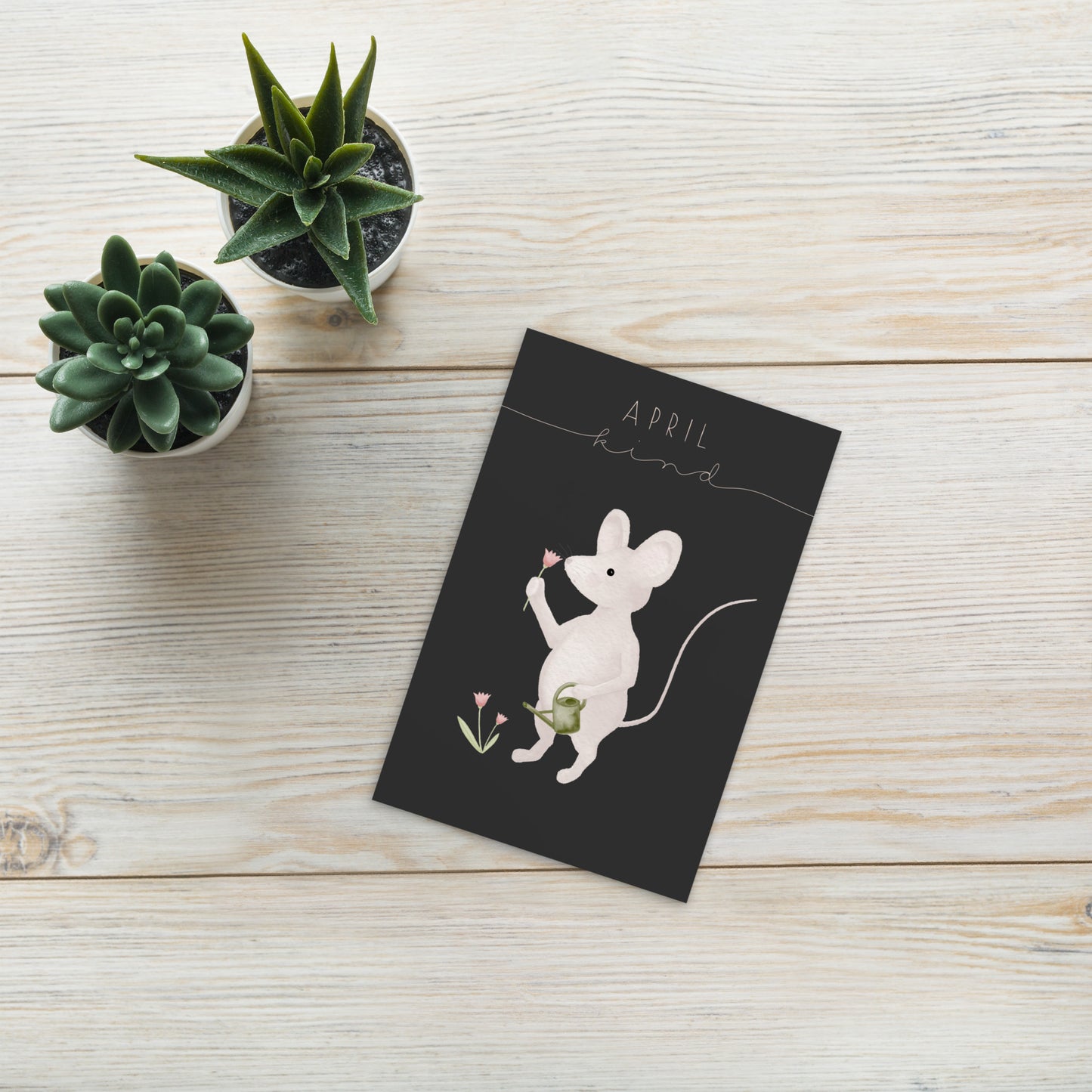 Postkarte kleine Maus "April Kind"