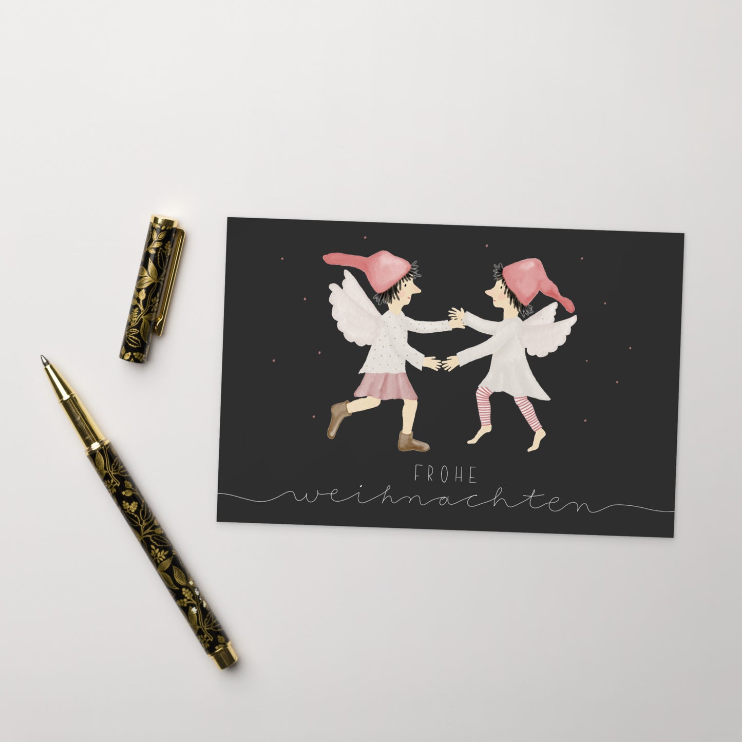 Postkarte "tanzende Weihnachtselfen"