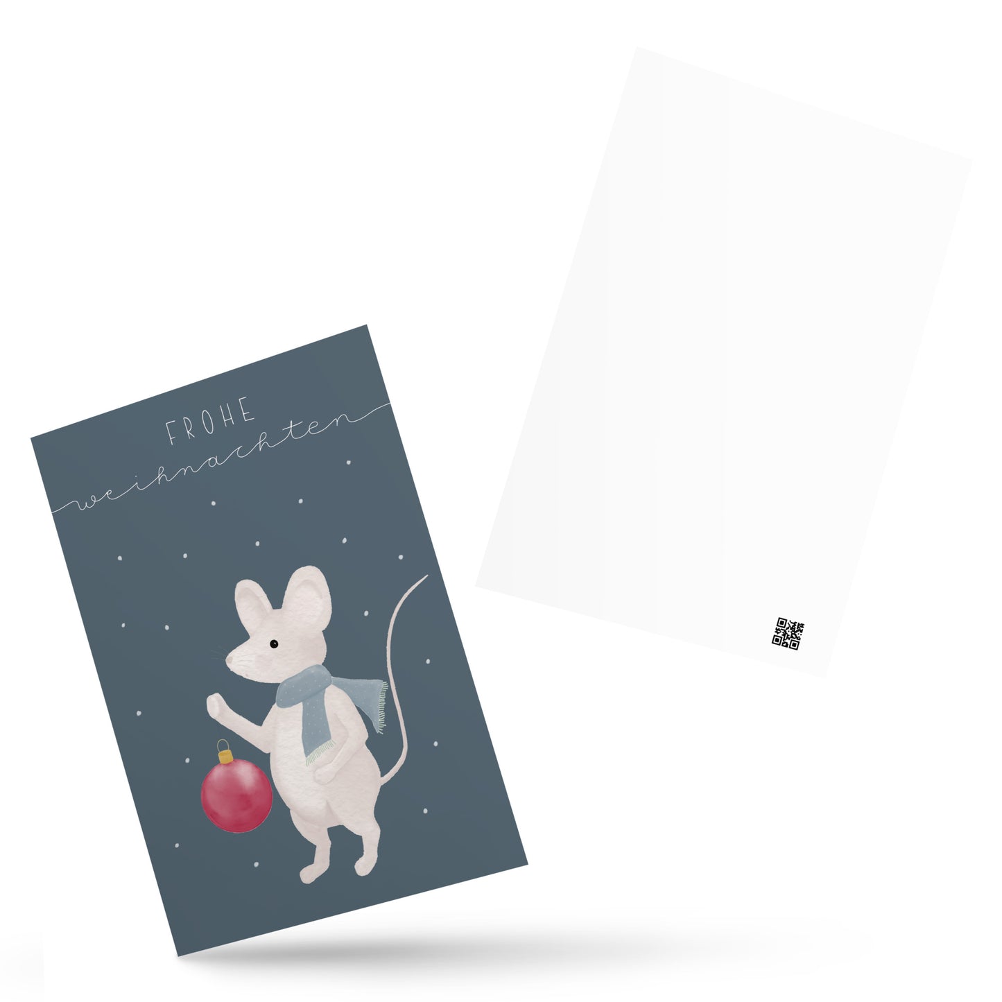 Postkarte "Maus mit Christbaumkugel"