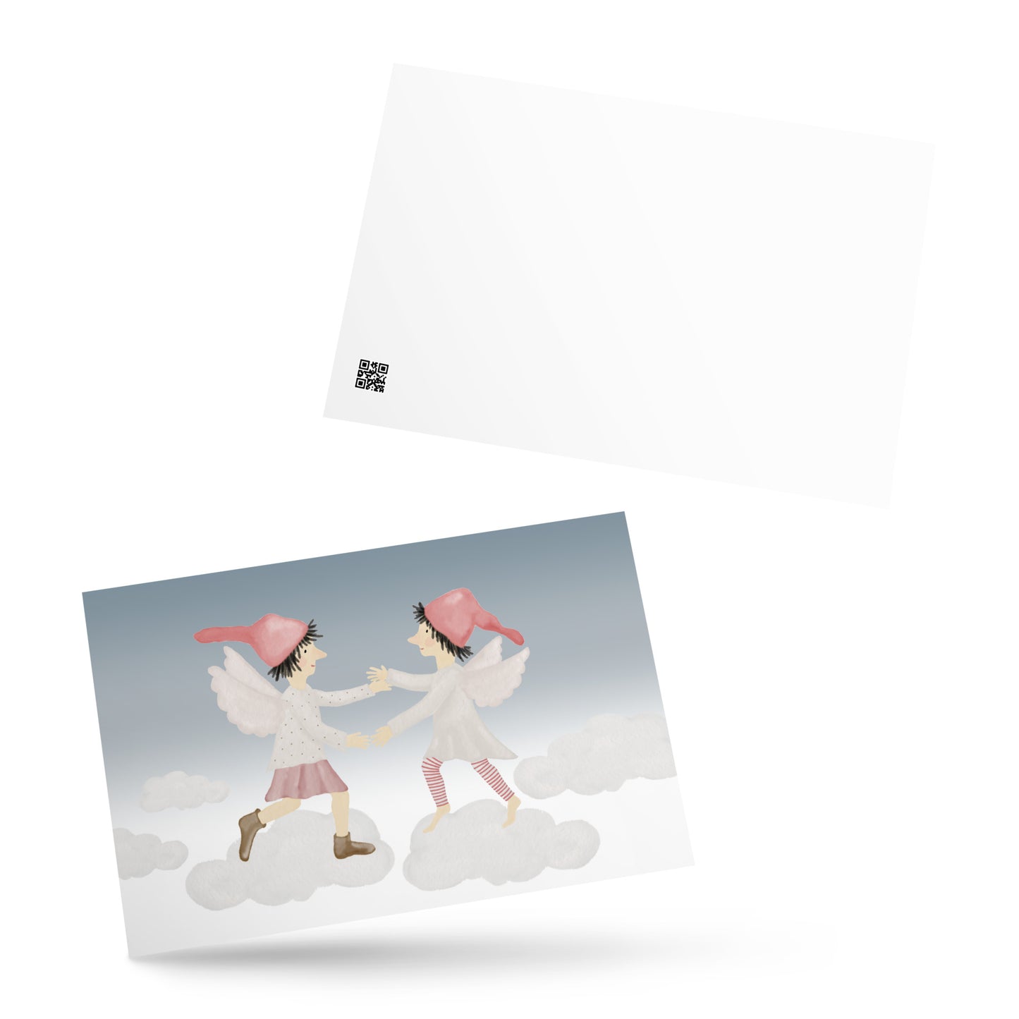 Postkarte "Wichtelengel über den Wolken"