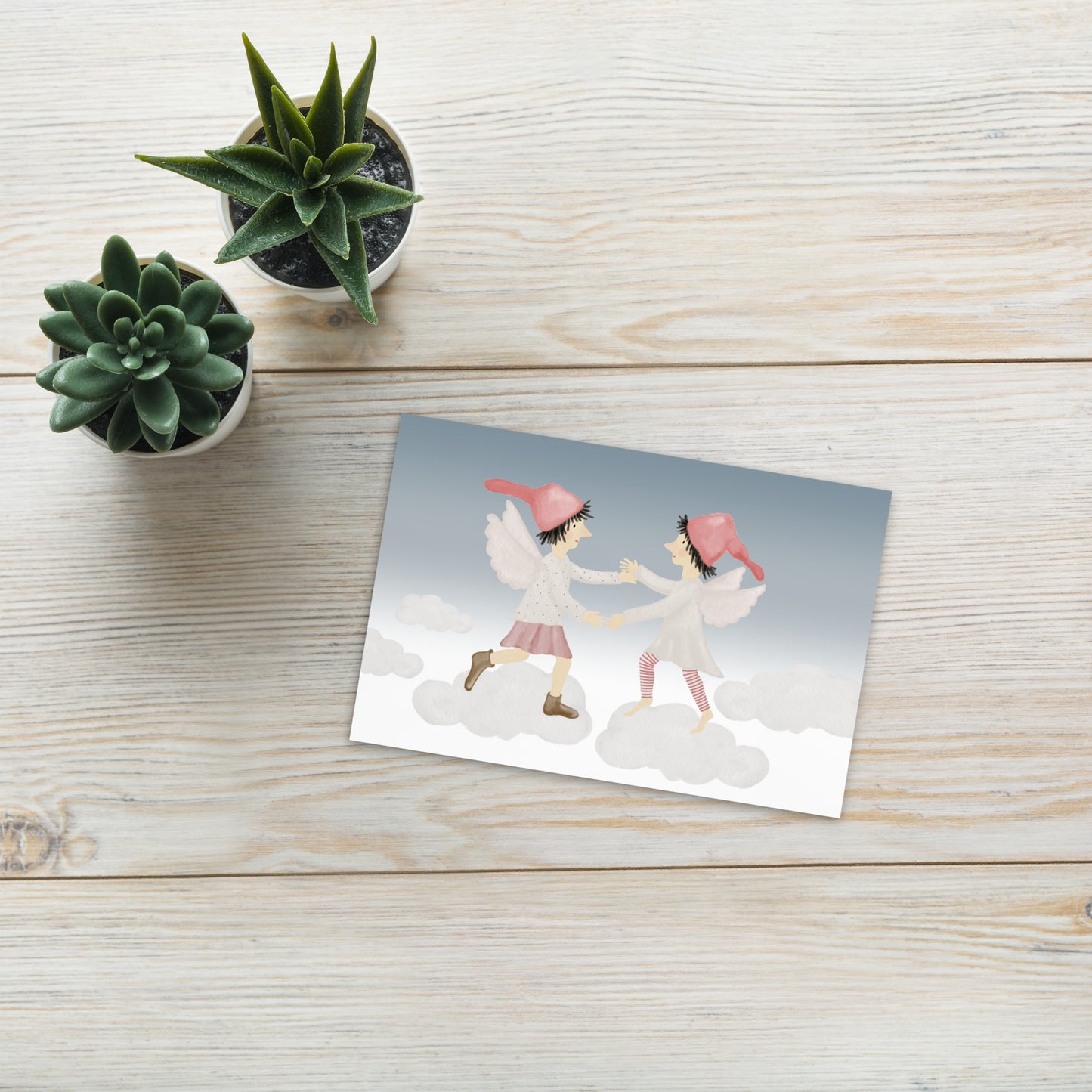 Postkarte "Wichtelengel über den Wolken"