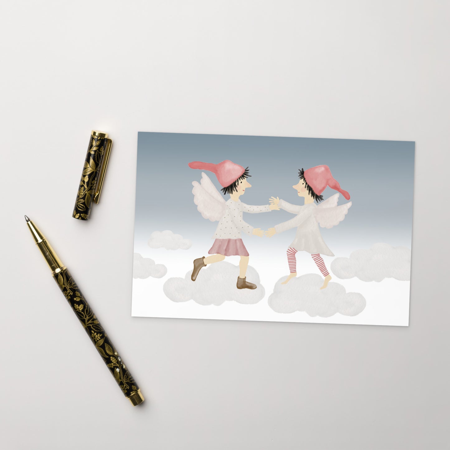 Postkarte "Wichtelengel über den Wolken"
