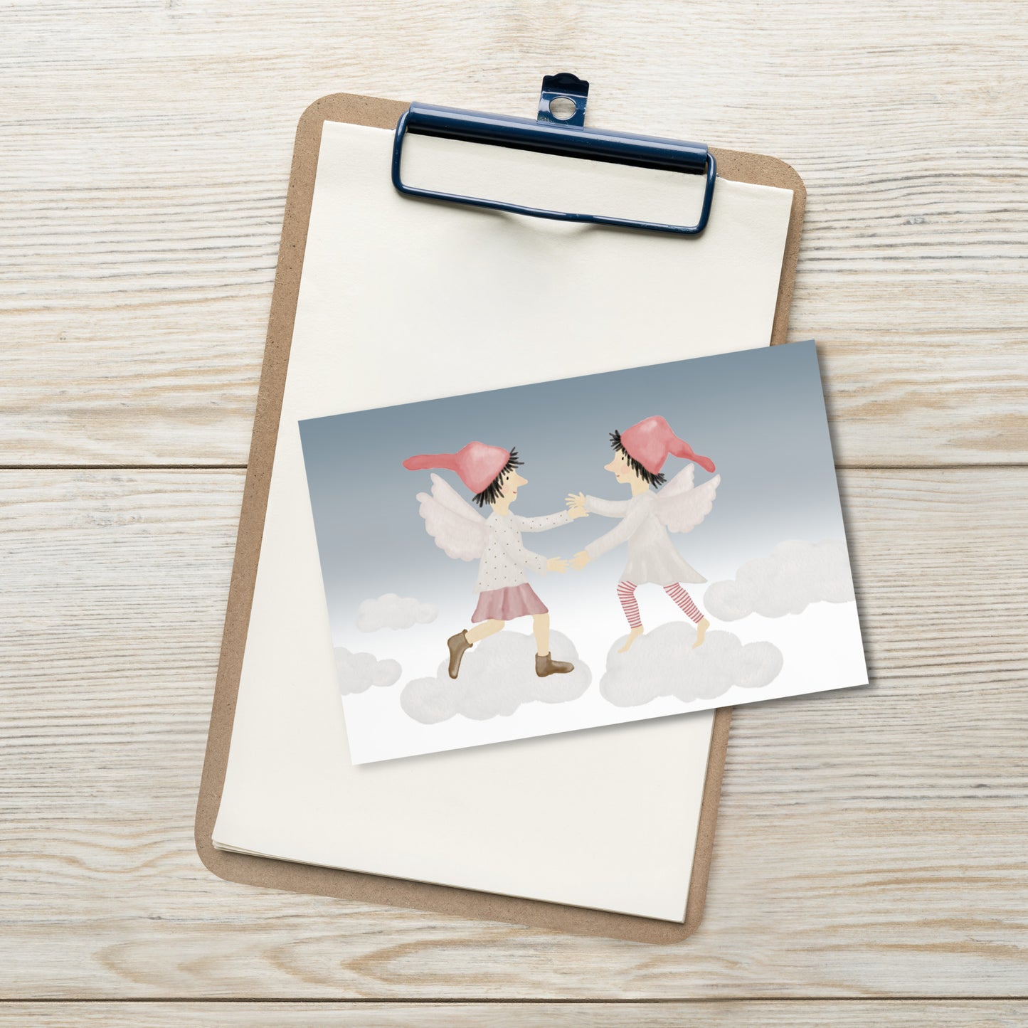 Postkarte "Wichtelengel über den Wolken"