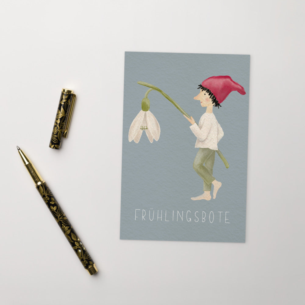 Postkarte "Frühlingsbote mit Schneeglöckchen"