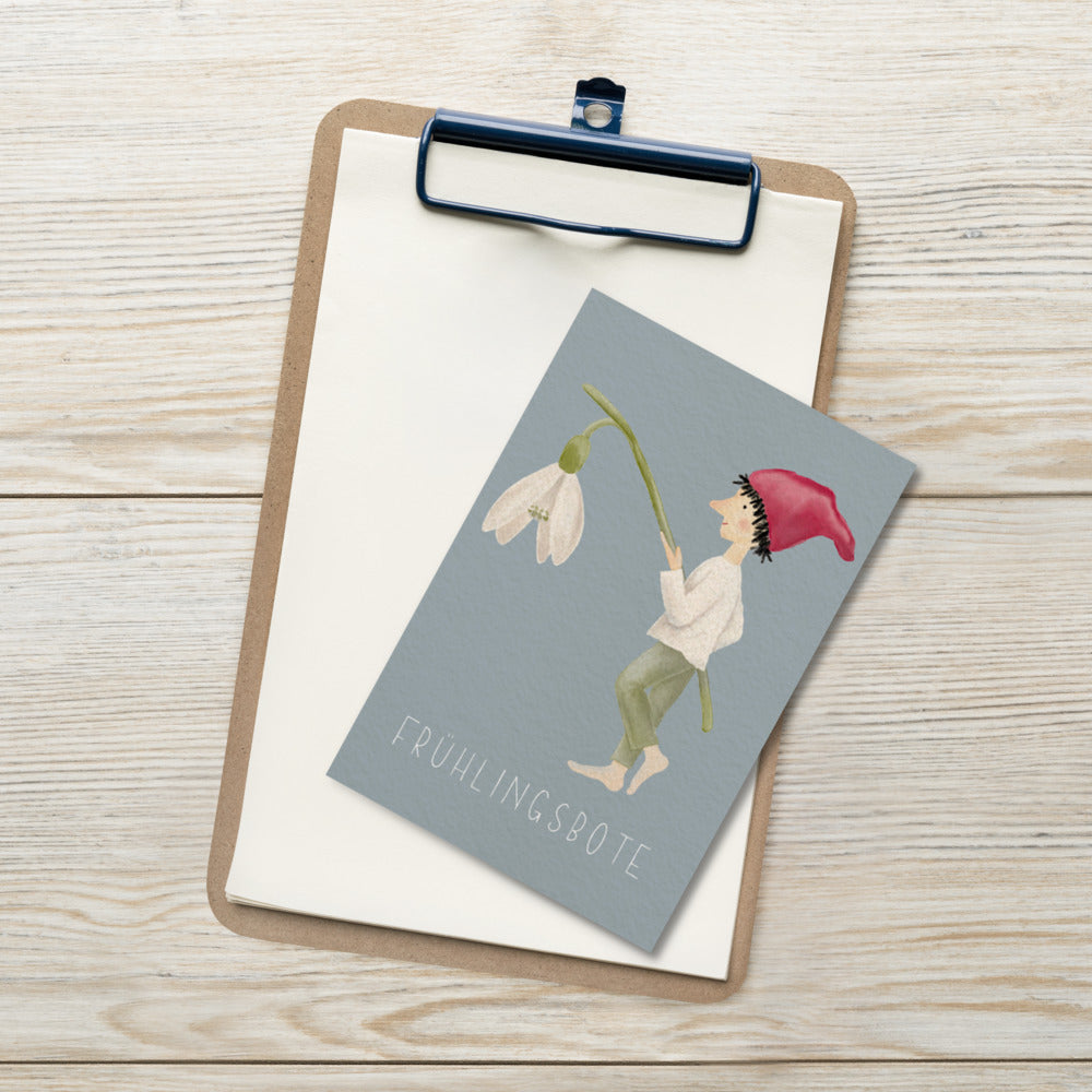 Postkarte "Frühlingsbote mit Schneeglöckchen"