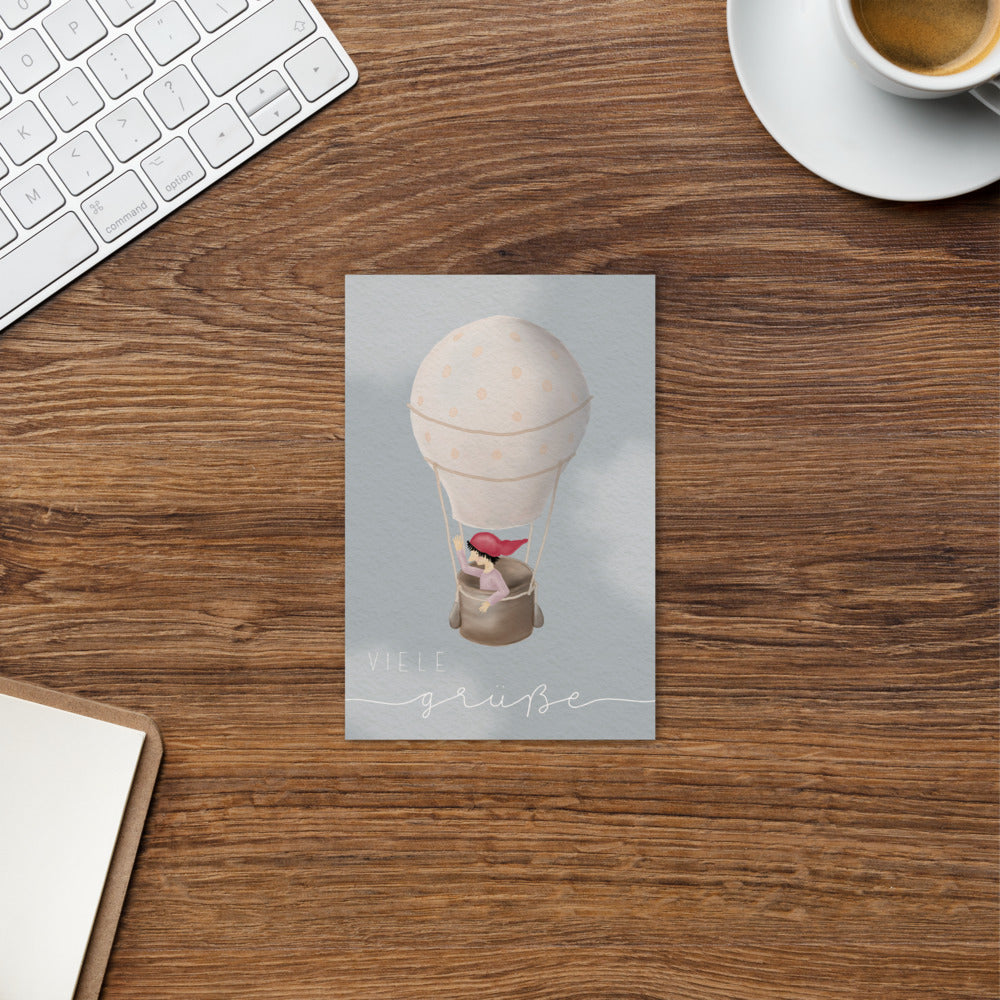 Postkarte "Zwerg auf Ballonfahrt"