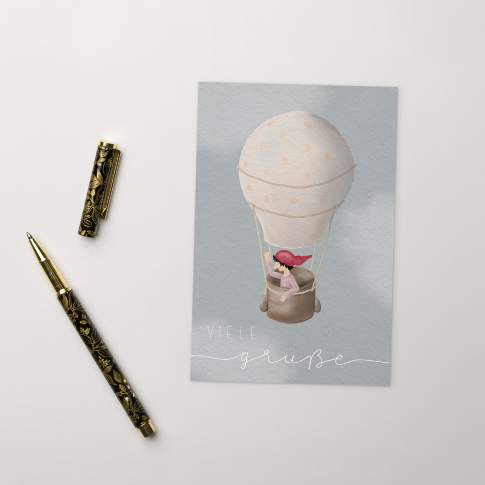 Postkarte "Zwerg auf Ballonfahrt"