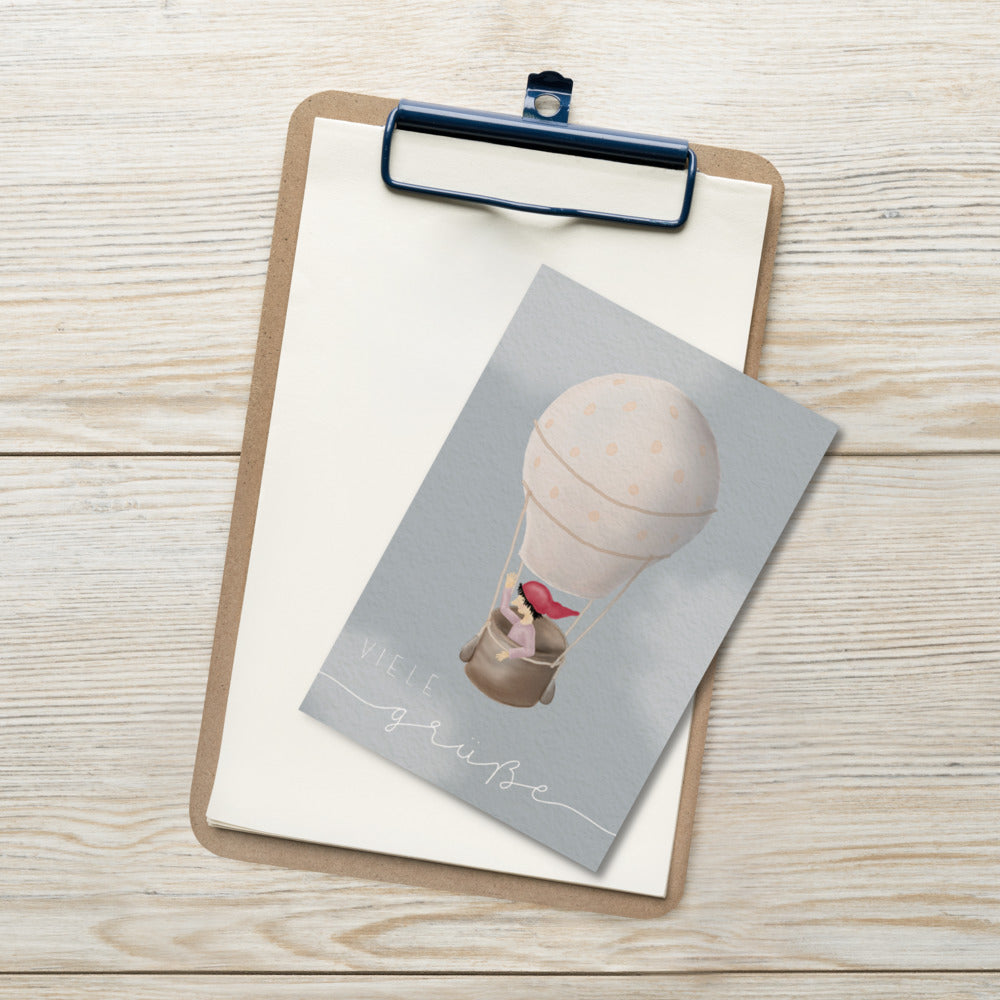Postkarte "Zwerg auf Ballonfahrt"