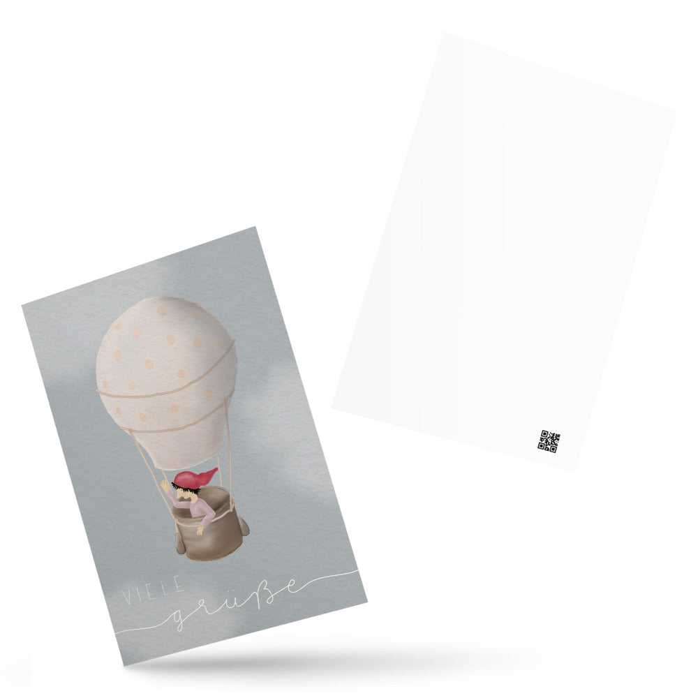 Postkarte "Zwerg auf Ballonfahrt"