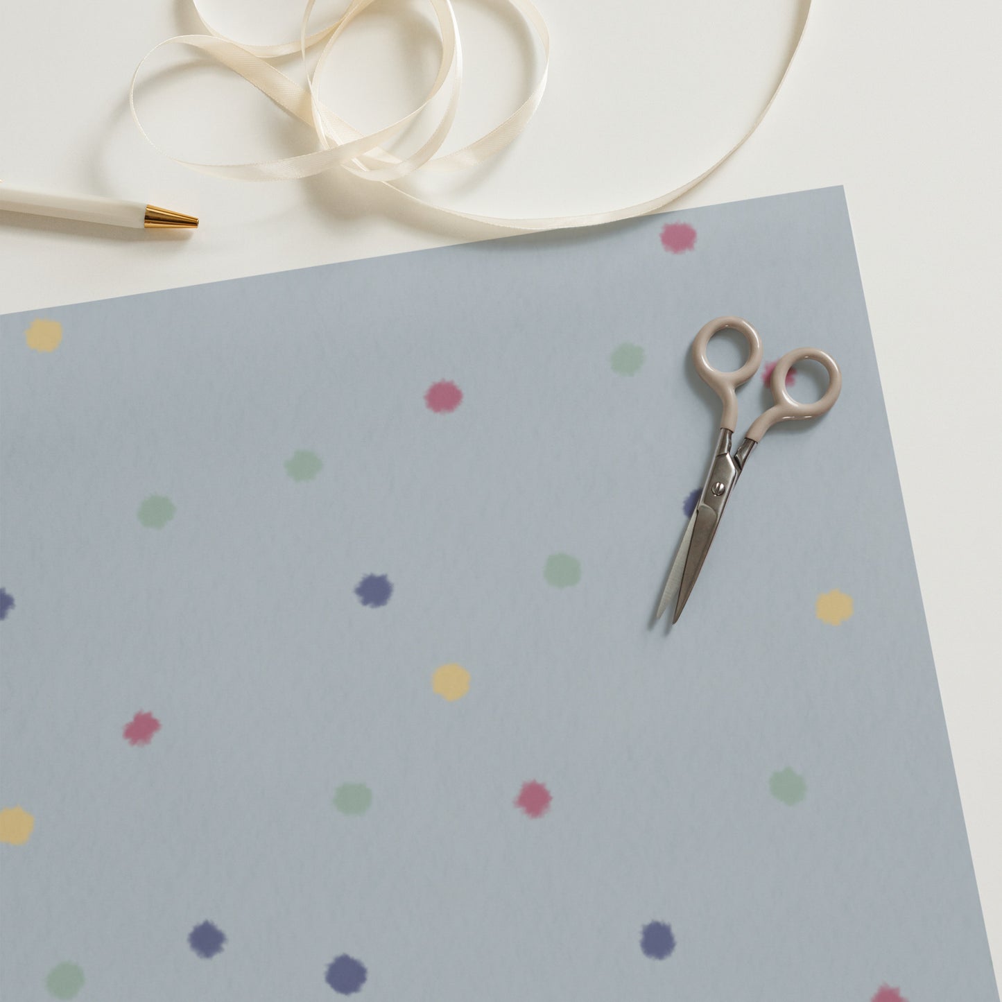 Geschenkpapier 3 Bögen "Punkte & Zwerge"