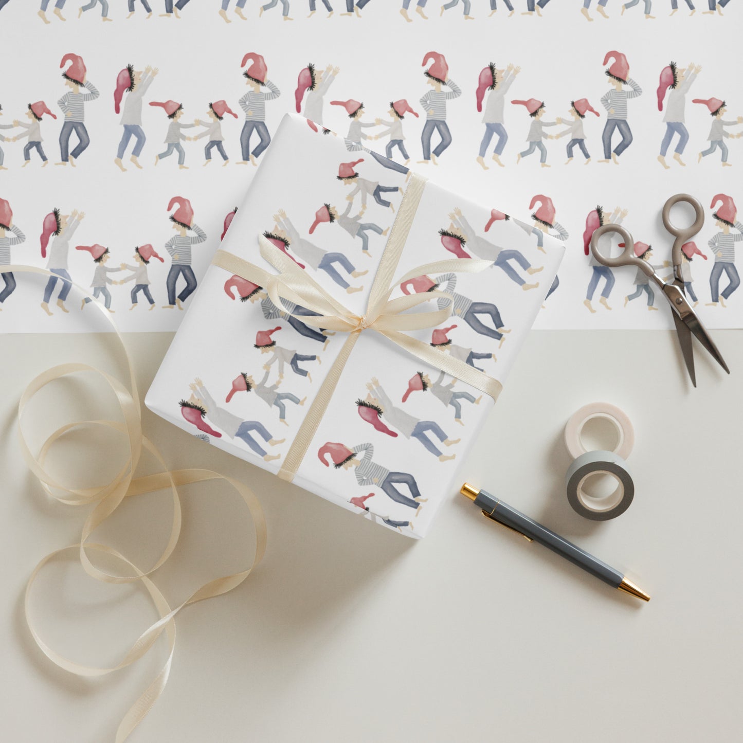 Geschenkpapier 3 Bögen "Punkte & Zwerge"