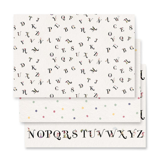 Geschenkpapier 3 Bögen "Zwergenalphabet"