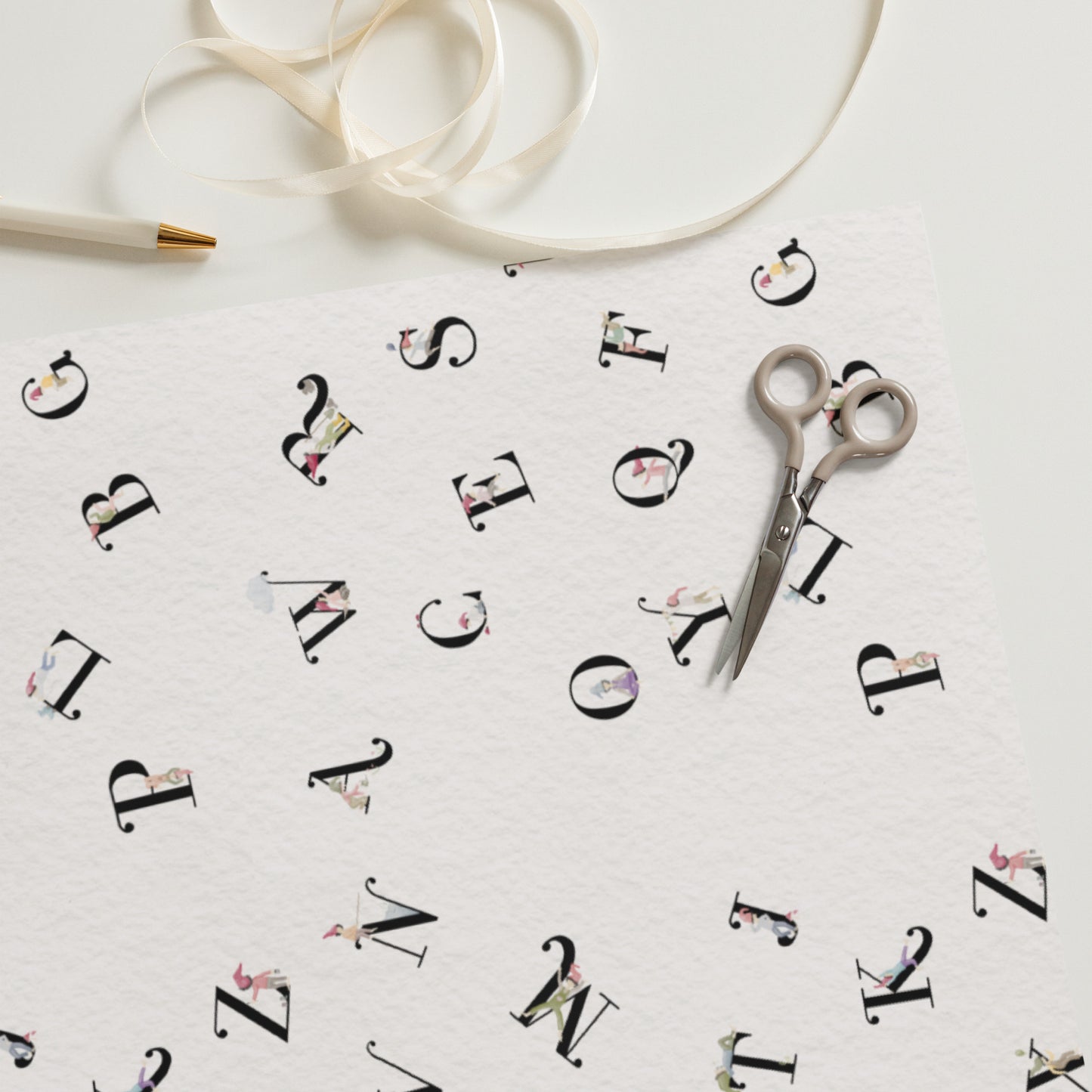 Geschenkpapier 3 Bögen "Zwergenalphabet"