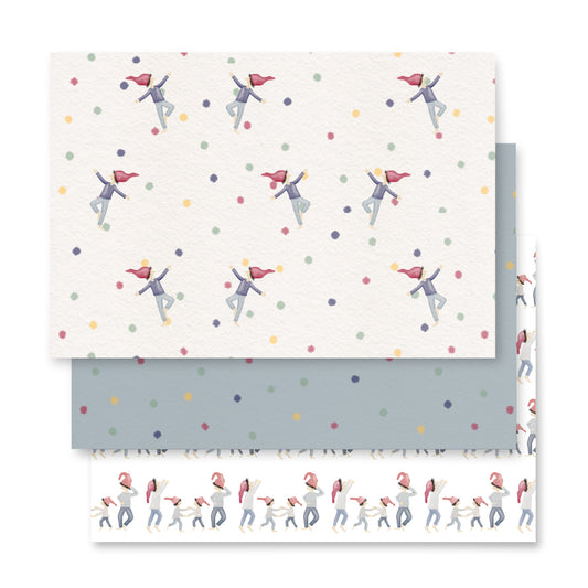 Geschenkpapier 3 Bögen "Punkte & Zwerge"