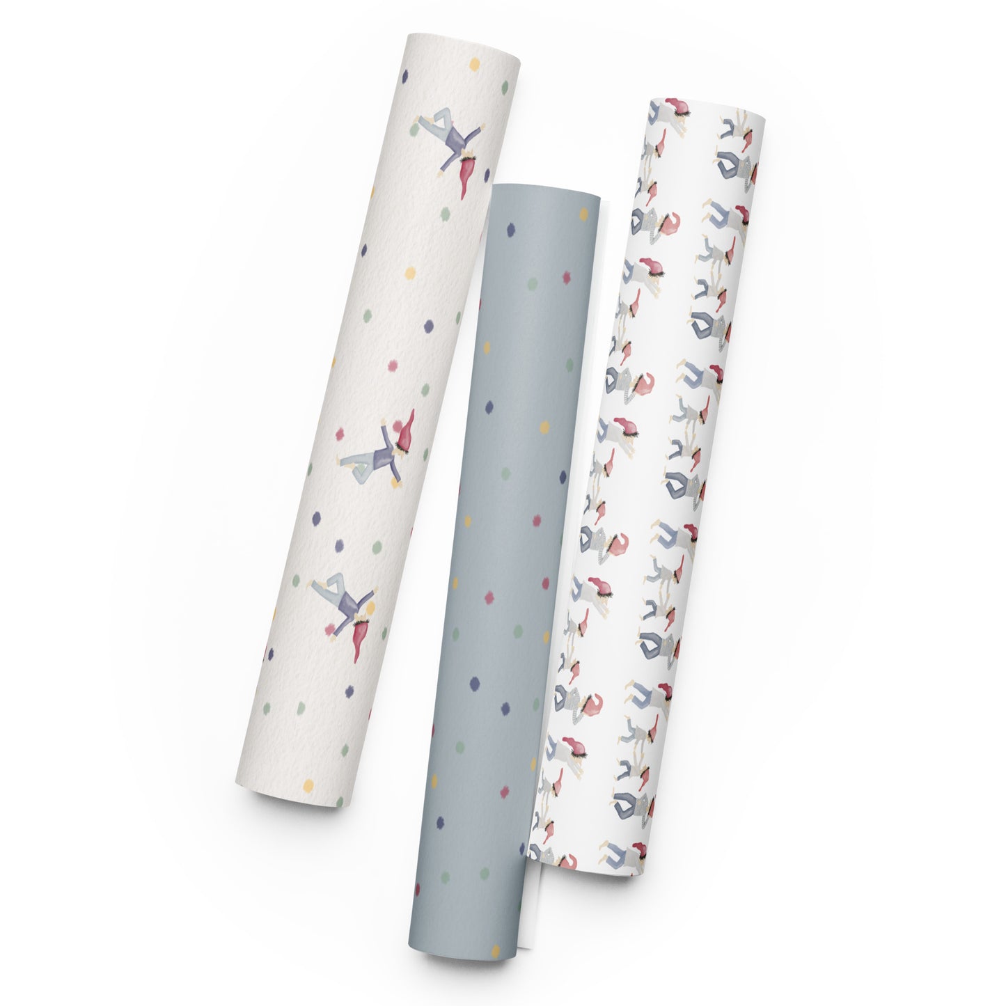 Geschenkpapier 3 Bögen "Punkte & Zwerge"