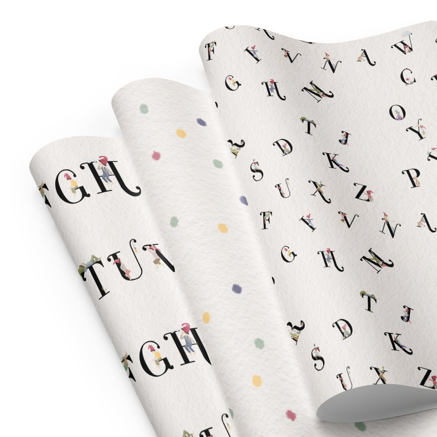 Geschenkpapier 3 Bögen "Zwergenalphabet"