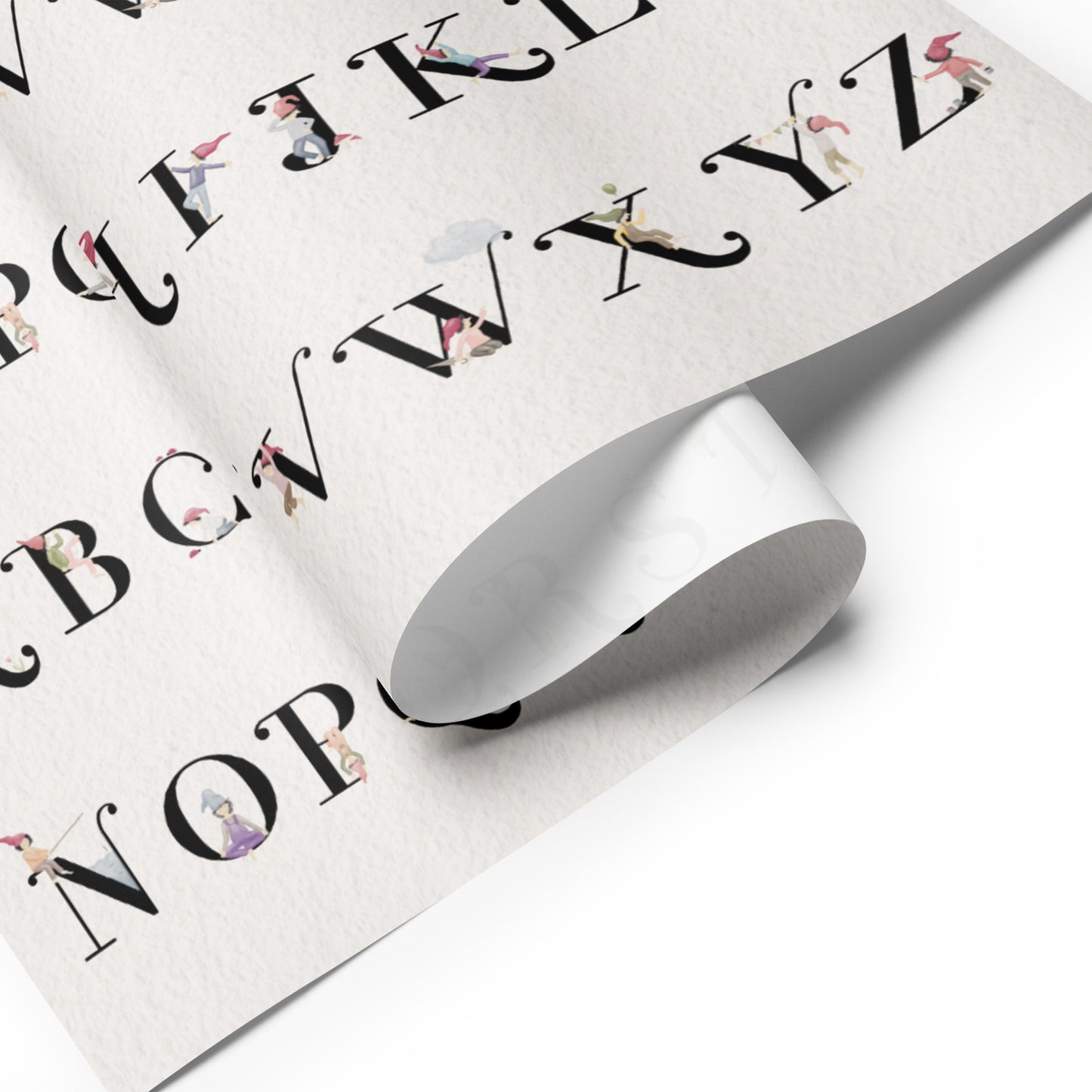 Geschenkpapier 3 Bögen "Zwergenalphabet"