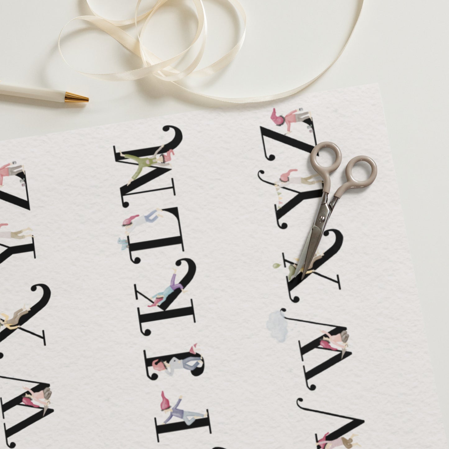 Geschenkpapier 3 Bögen "Zwergenalphabet"