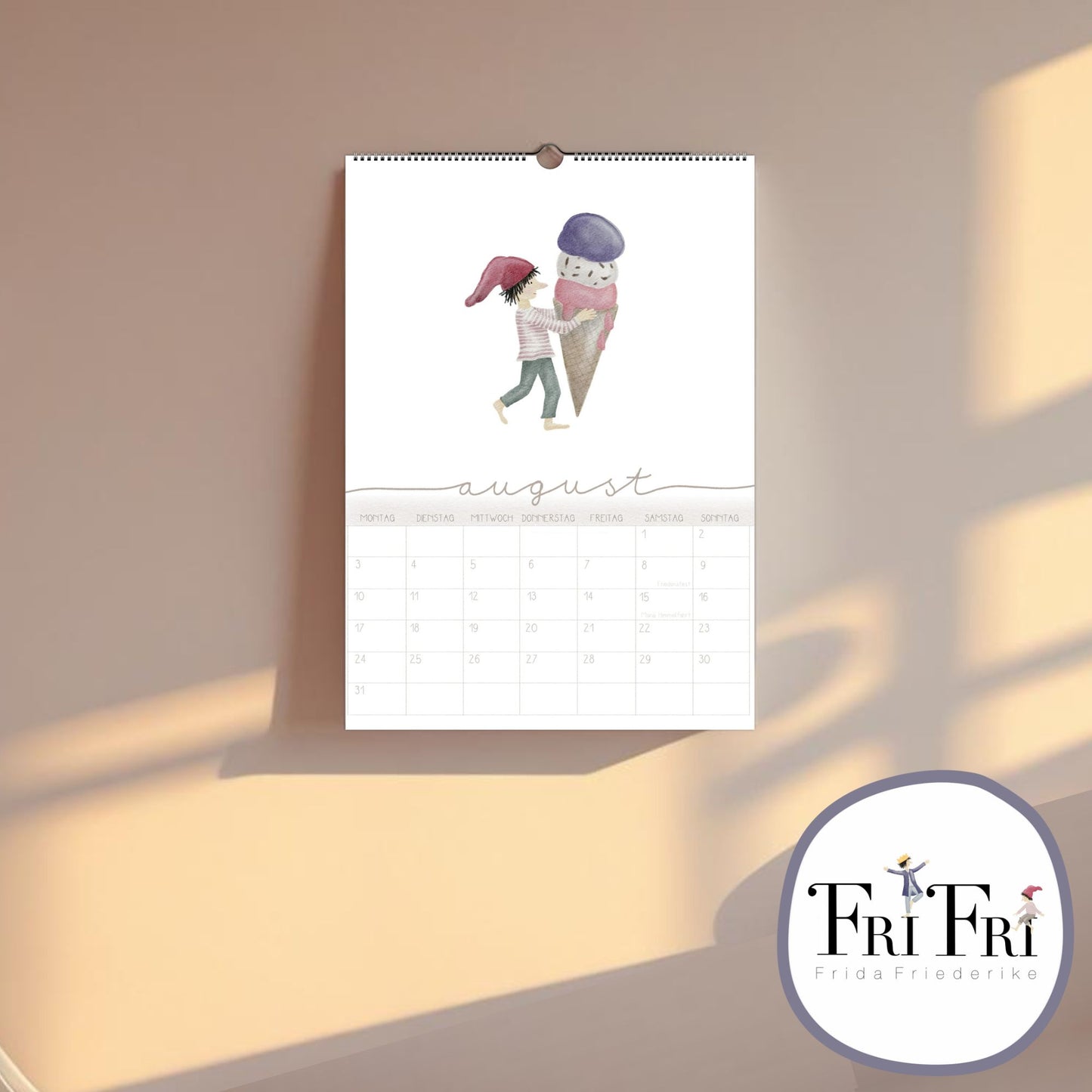 Wandplaner 2026 "Zwerge" A3/A4 – liebevoll illustrierter Kalender mit Zwergenmotiven | märchenhaftes Design | Weihnachtsgeschenk 2026