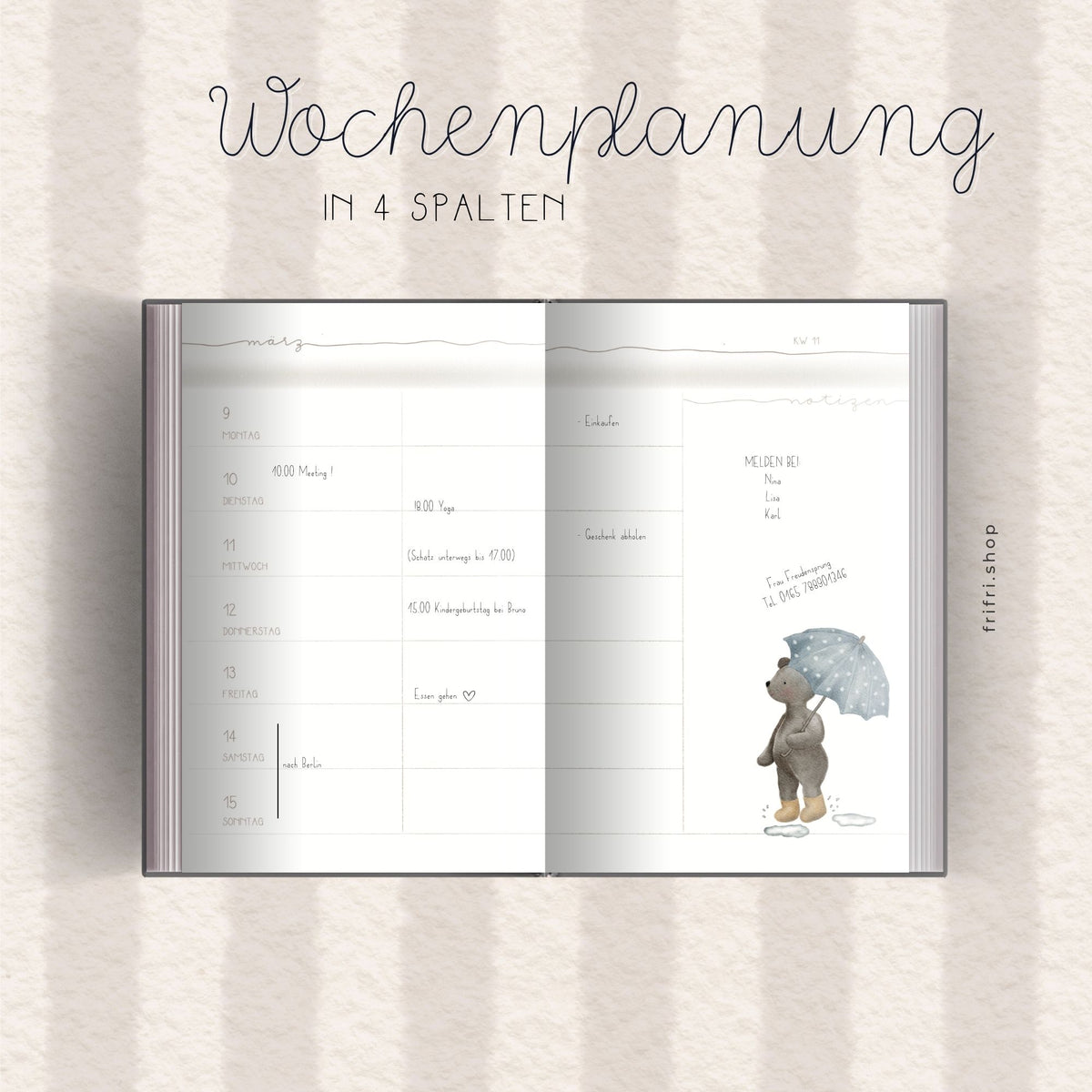 Taschenkalender 2027 „Bären“ – Wochenplaner & Terminplaner