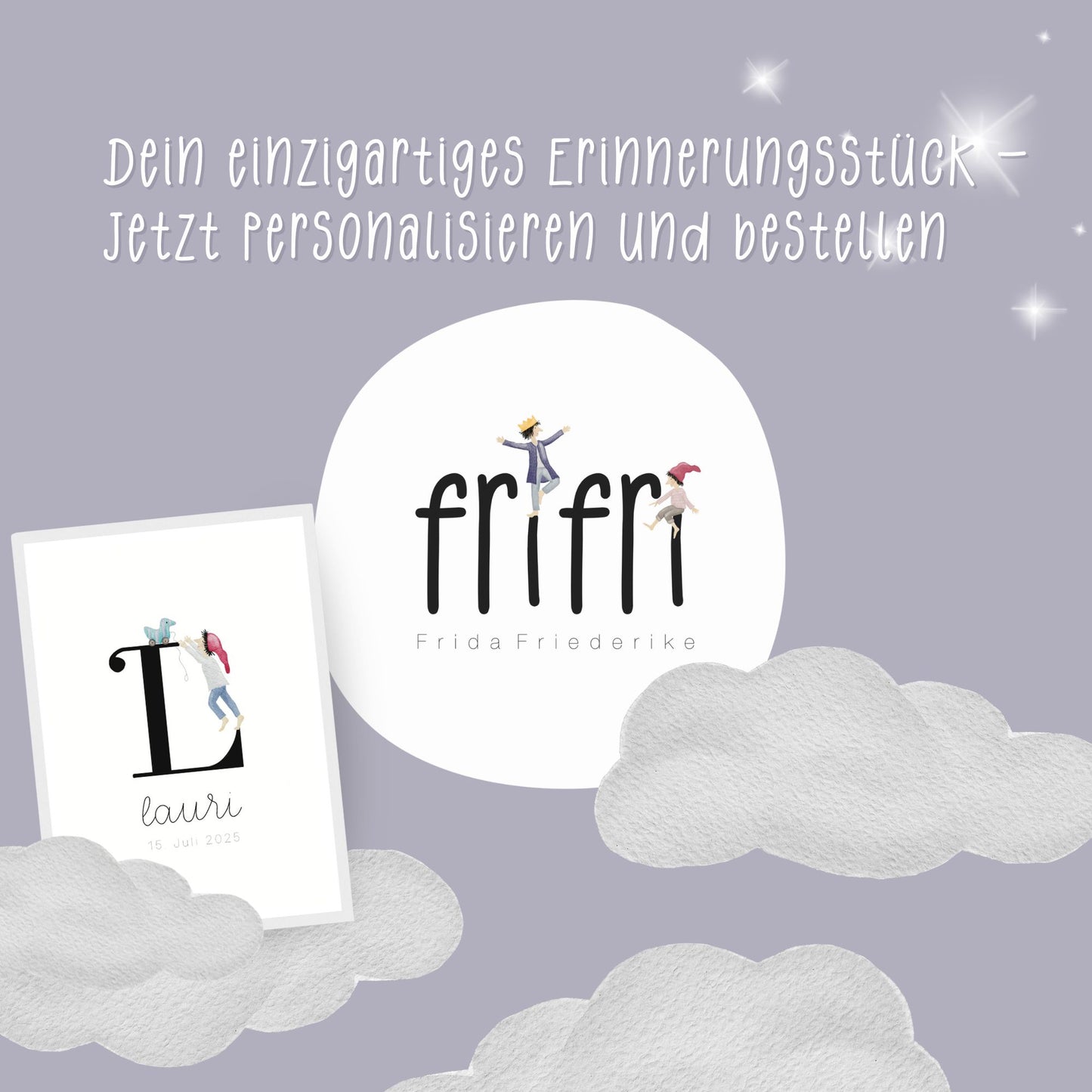 Geburtsposter mit Zwergenbuchstabe