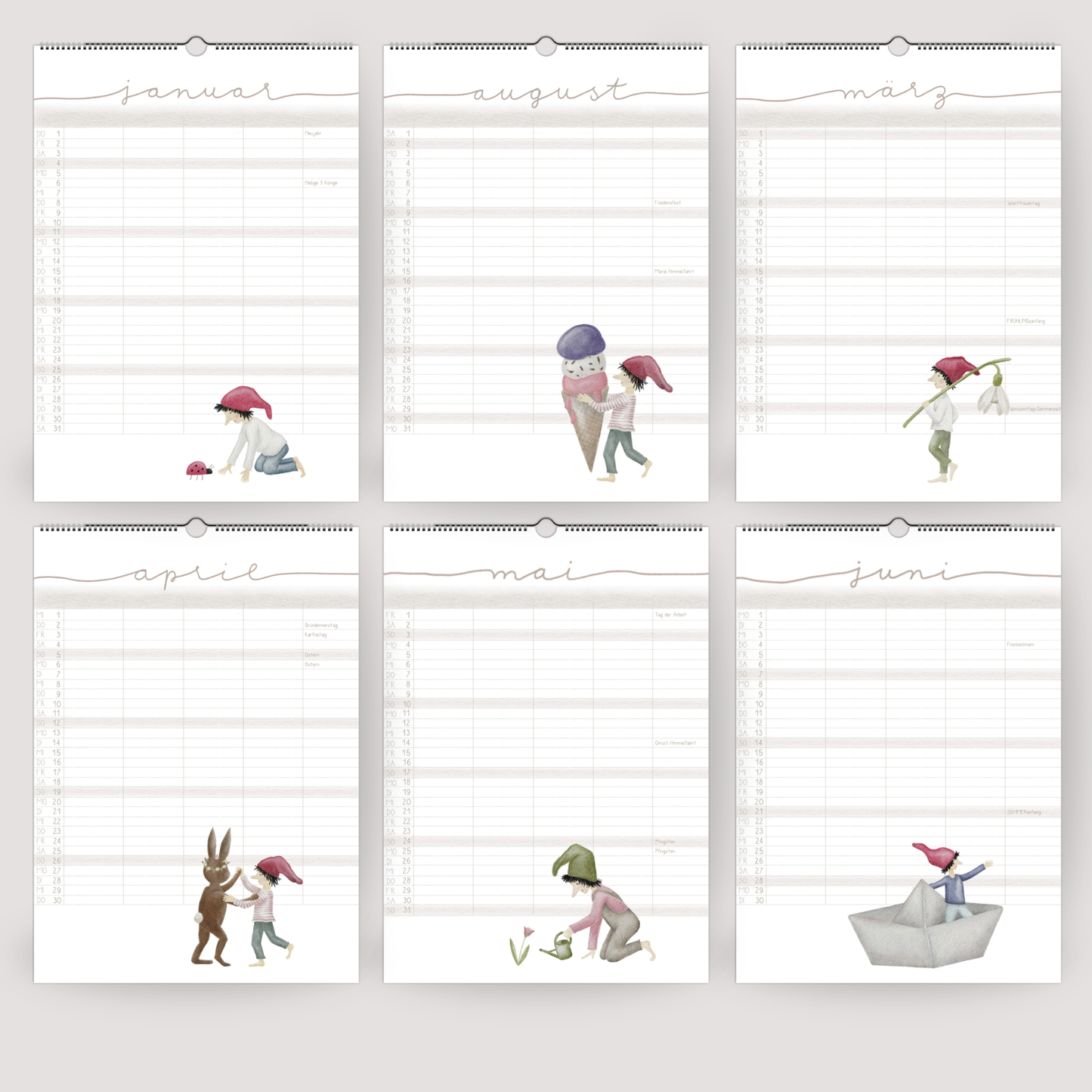 Familienplaner 2026 Wandkalender - Kalender für die Familie mit 5 Spalten | Design Zwerge