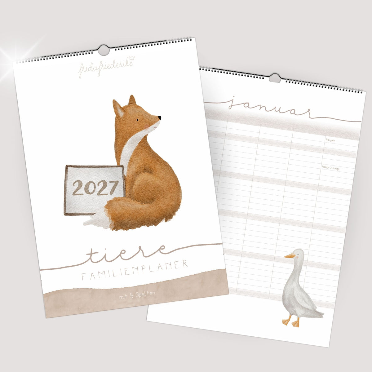 Familienplaner 2027 „Tiere“ – 3 oder 5 Spalten