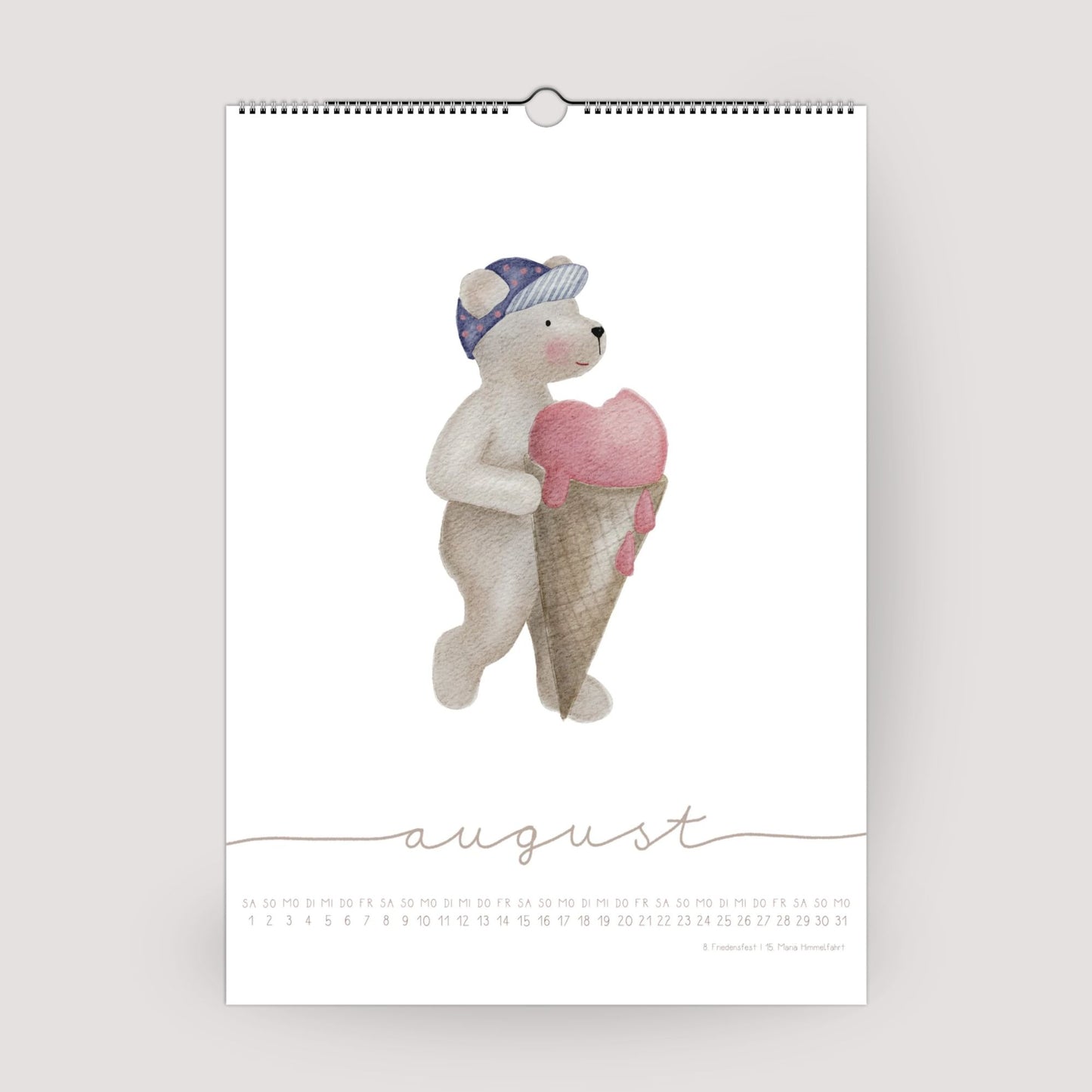 Bären Posterkalender 2026 A4/A3 | Humorvoller Wandkalender | Handillustriert | Geschenkidee | Nachhaltig | Wiederverwendbar