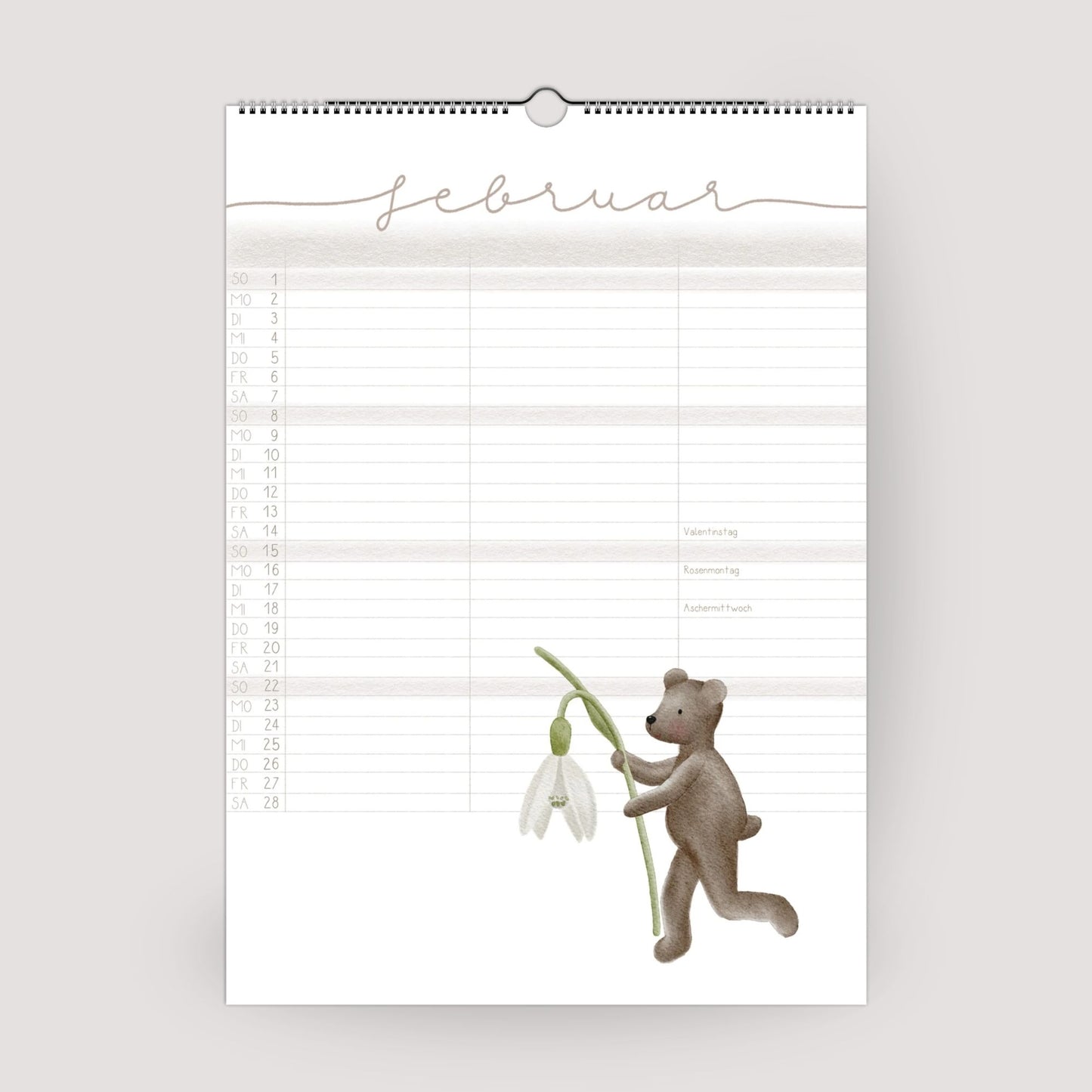 Lustiger Bären Familienplaner 2026 -  Wandkalender für die ganze Familie mit 3 Spalten, Geschenkidee