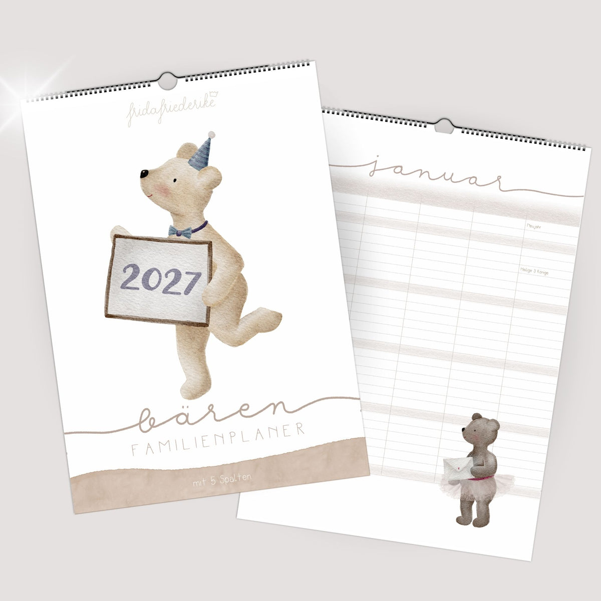 Familienplaner 2027 „Bären“ – 3 oder 5 Spalten