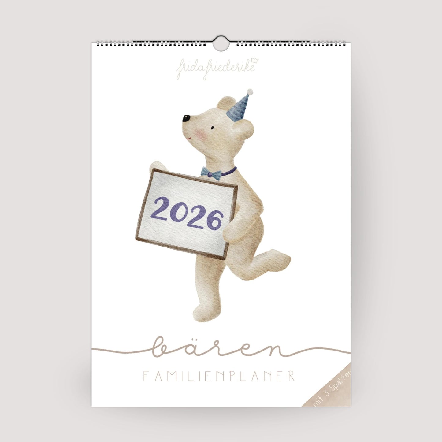 Lustiger Bären Familienplaner 2026 -  Wandkalender für die ganze Familie mit 3 Spalten, Geschenkidee