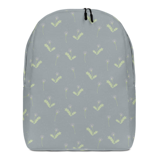 Pusteblumen Rucksack in Blaugrau mit handillustriertem Muster