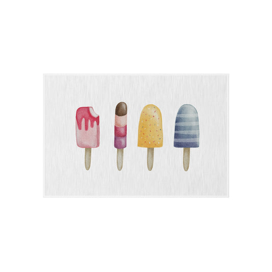 Outdoor Teppich "Eis am Stiel", weiß