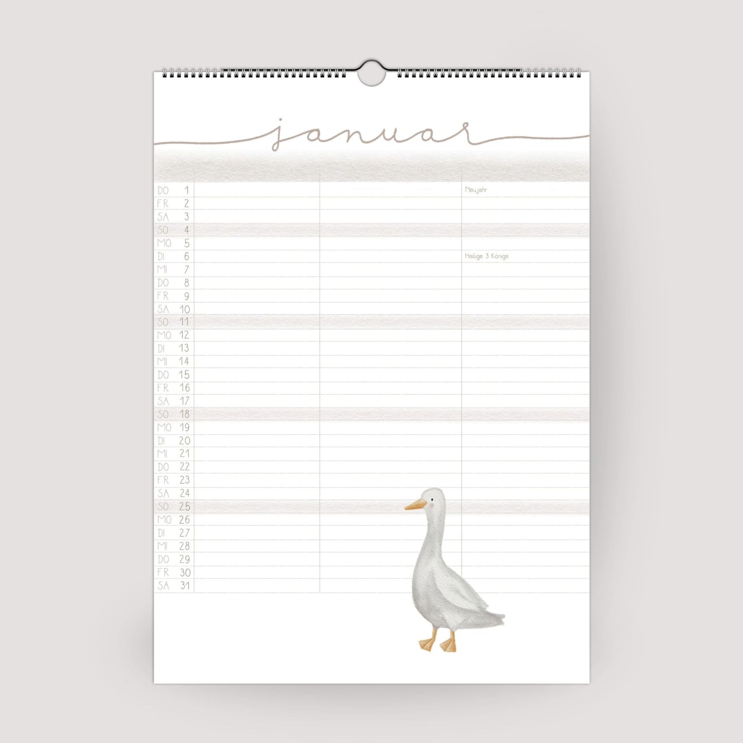 Familienplaner 2026 "Waldtiere" - Handillustrierter Wandkalender für die ganze Familie mit 3 Spalten