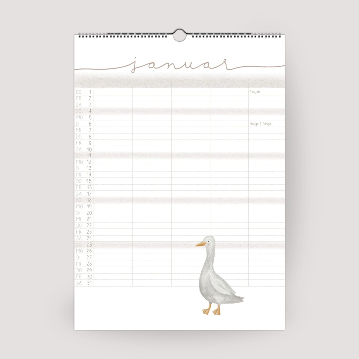 Familienplaner 2026 "Waldtiere" - Handillustrierter Wandkalender für die ganze Familie mit 5 Spalten