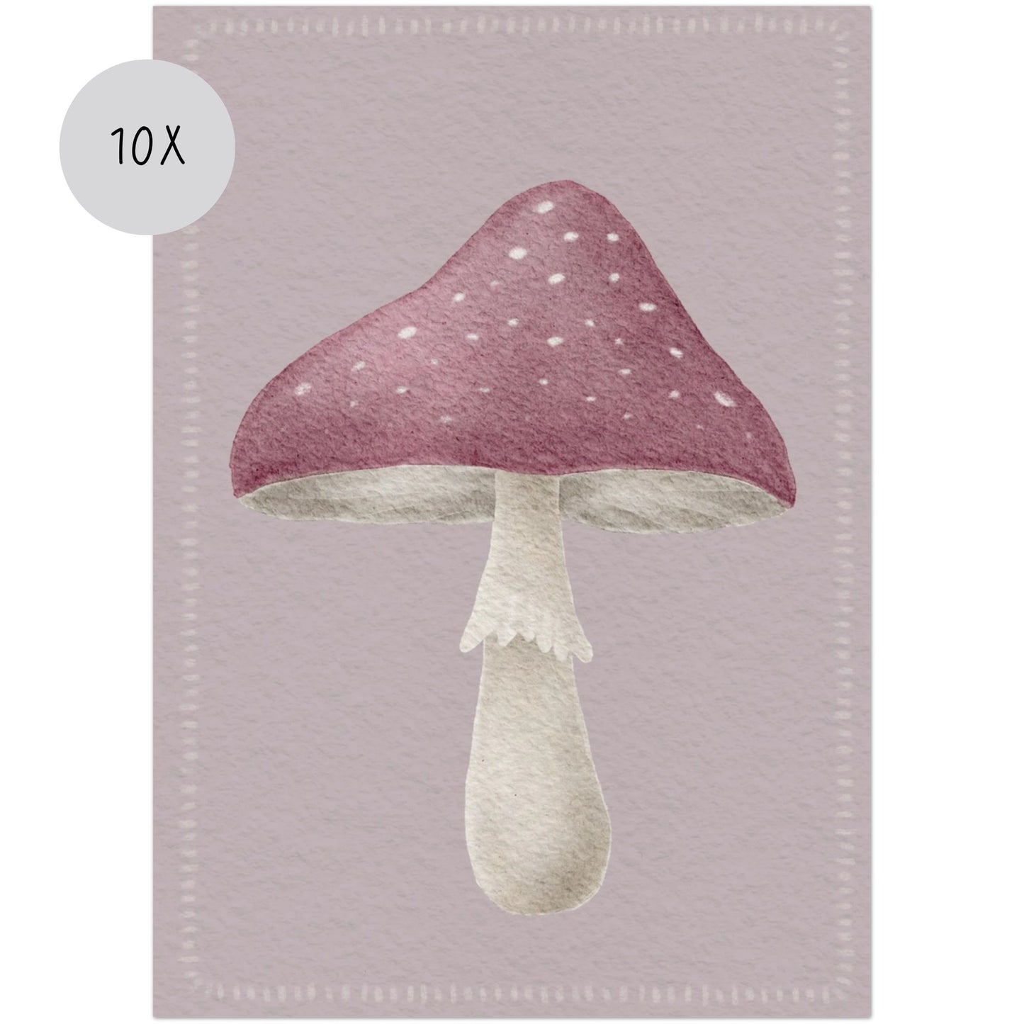 Grußkarten Set 10 Stück – "zarter Fliegenpilz" altrosa | handillustrierte Postkarten A6/A5 | Waldmotiv & Glückwünsche