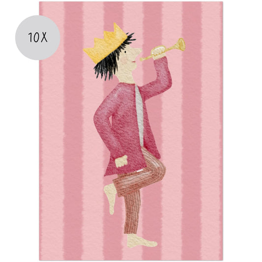 Grußkarten Set 10 Stück – "Geburtstagskönig" | handillustrierte Karten A6/A5 | Geburtstagsgruß mit Krone