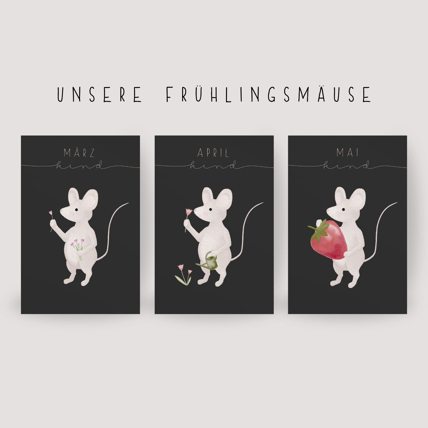 Postkarte kleine Maus "April Kind"