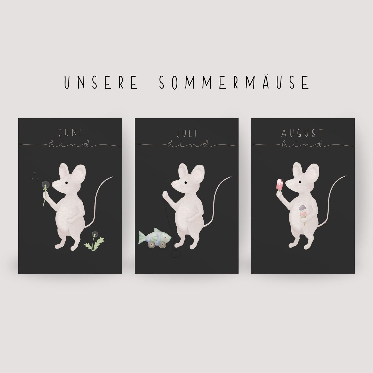 Postkarte kleine Maus "Juni Kind"