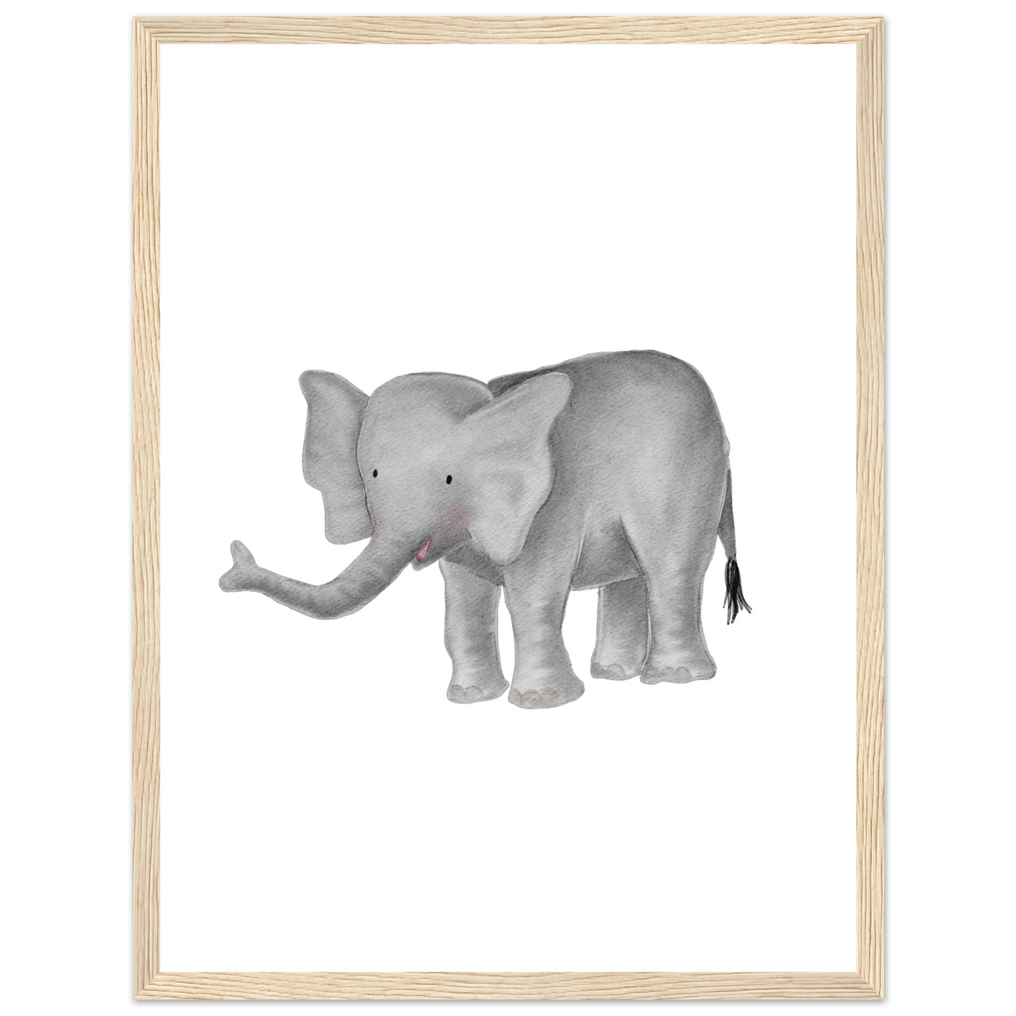 Handillustriertes Elefant Poster fürs Kinderzimmer, Symbol für Stärke und Verbundenheit, ruhiges Tier Wandbild mit Bedeutung