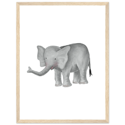 Handillustriertes Elefant Poster fürs Kinderzimmer, Symbol für Stärke und Verbundenheit, ruhiges Tier Wandbild mit Bedeutung