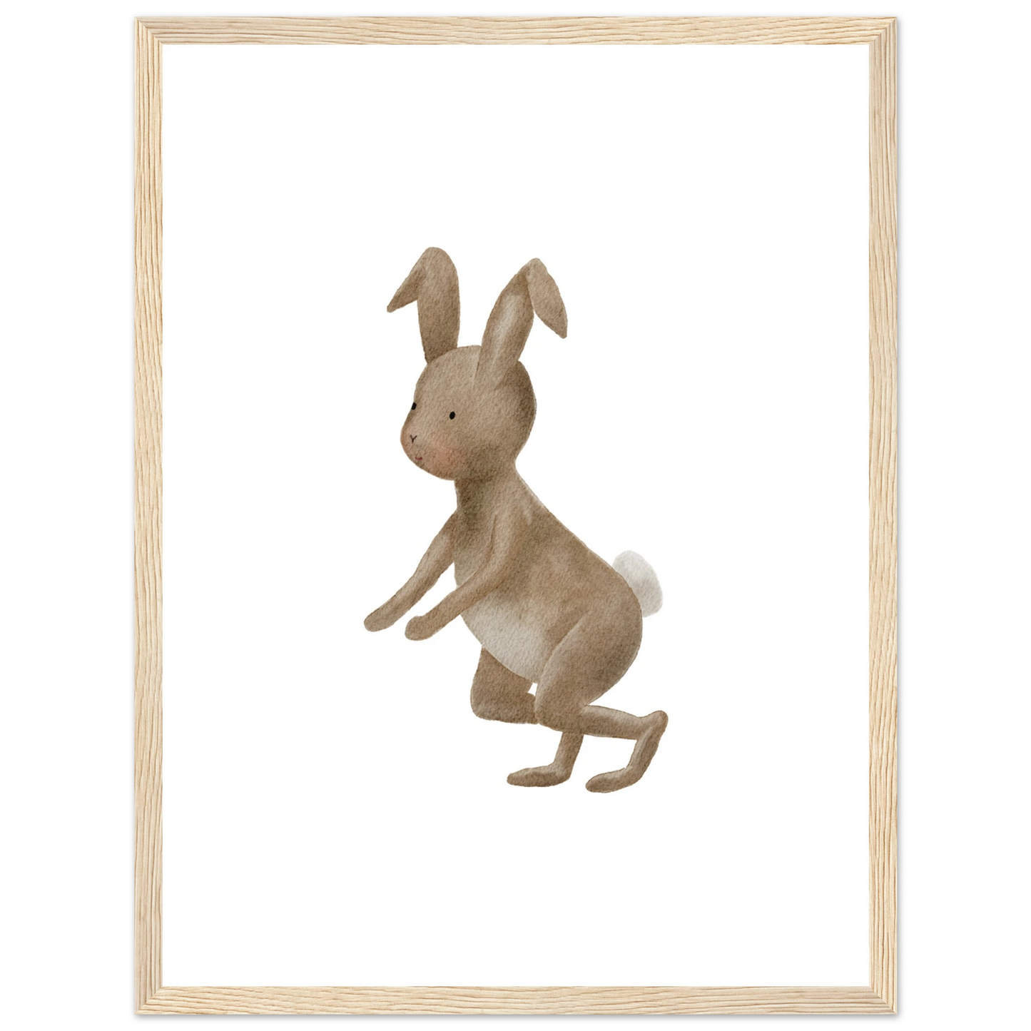 Handillustriertes Hase Poster fürs Kinderzimmer, Symbol für Sensibilität und sanfte Stärke, ruhiges Wandbild mit Bedeutung