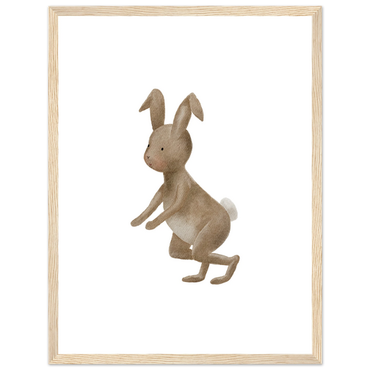 Handillustriertes Hase Poster fürs Kinderzimmer, Symbol für Sensibilität und sanfte Stärke, ruhiges Wandbild mit Bedeutung