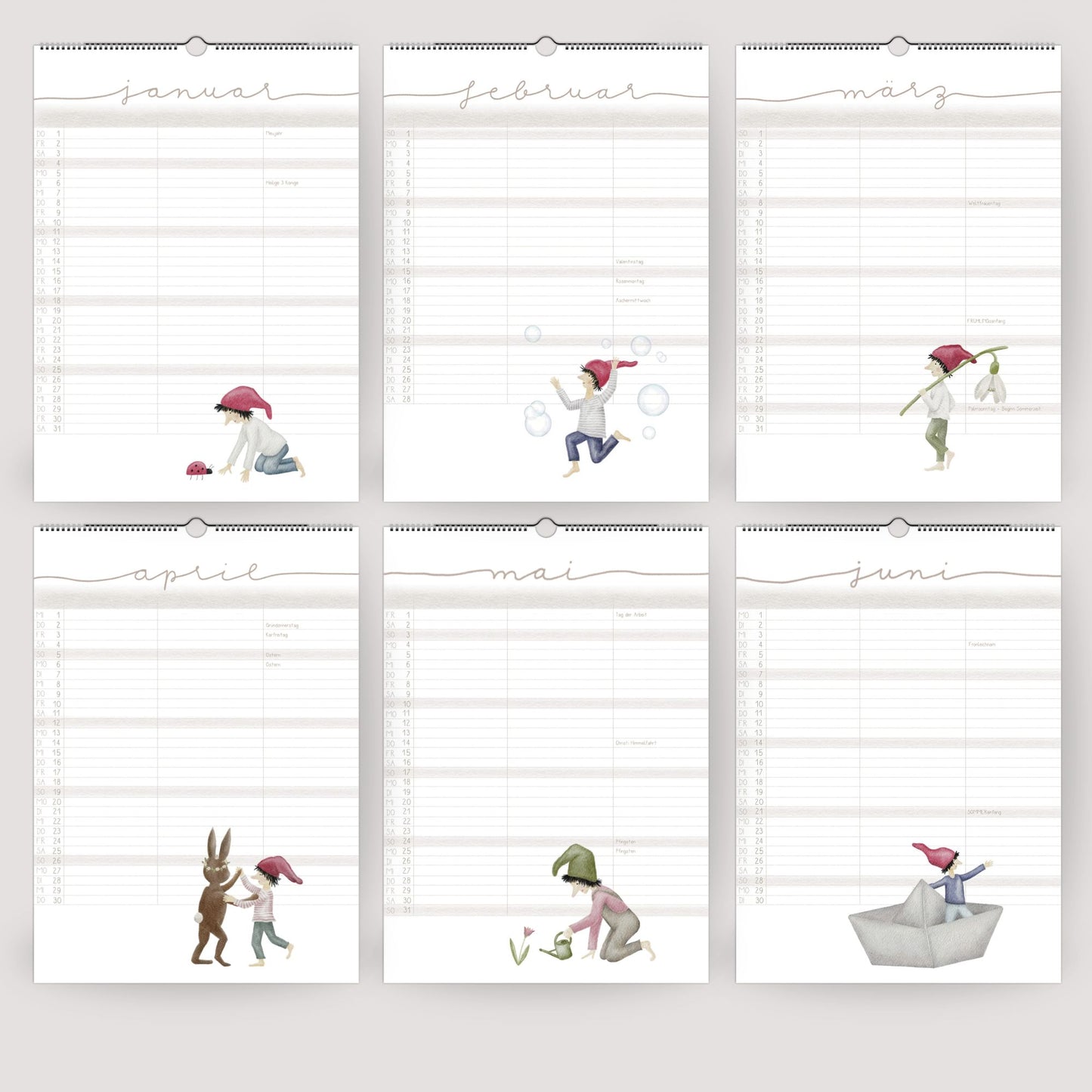 Familienplaner 2026 Wandkalender - Kalender für die Familie mit 3 Spalten | Design Zwerge