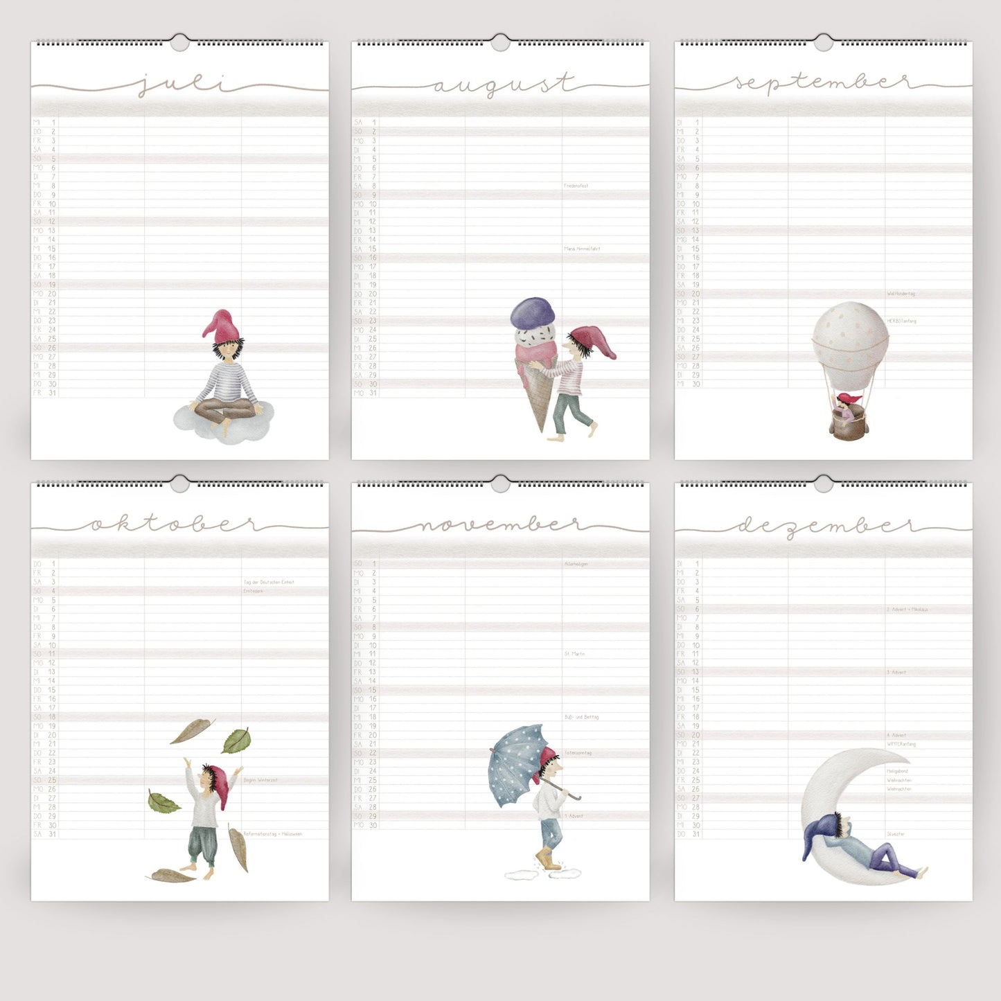 Familienplaner 2026 Wandkalender - Kalender für die Familie mit 3 Spalten | Design Zwerge